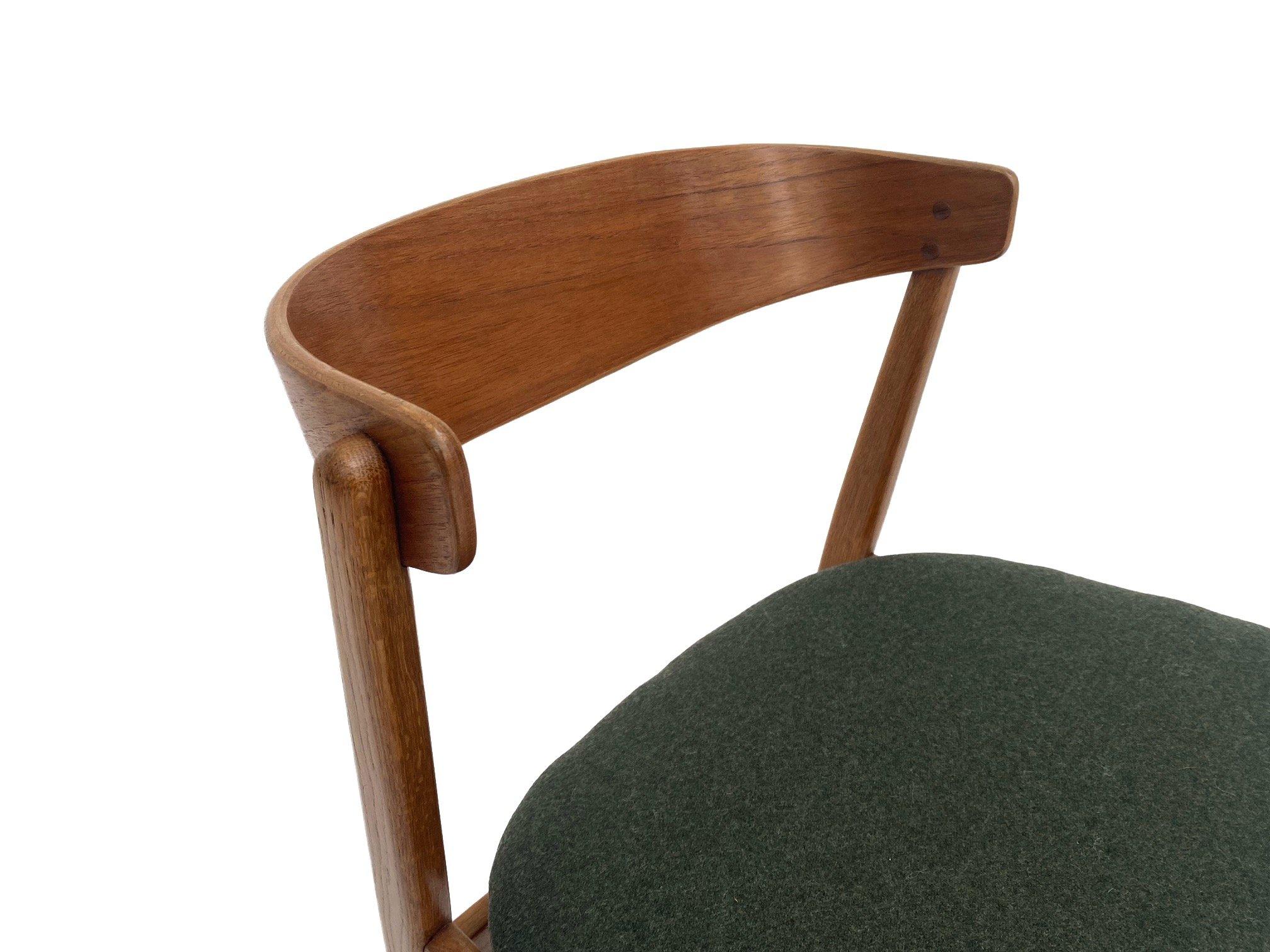 Danish Farstrup Model 206 Oak and Teak and Green Wool Desk Chair