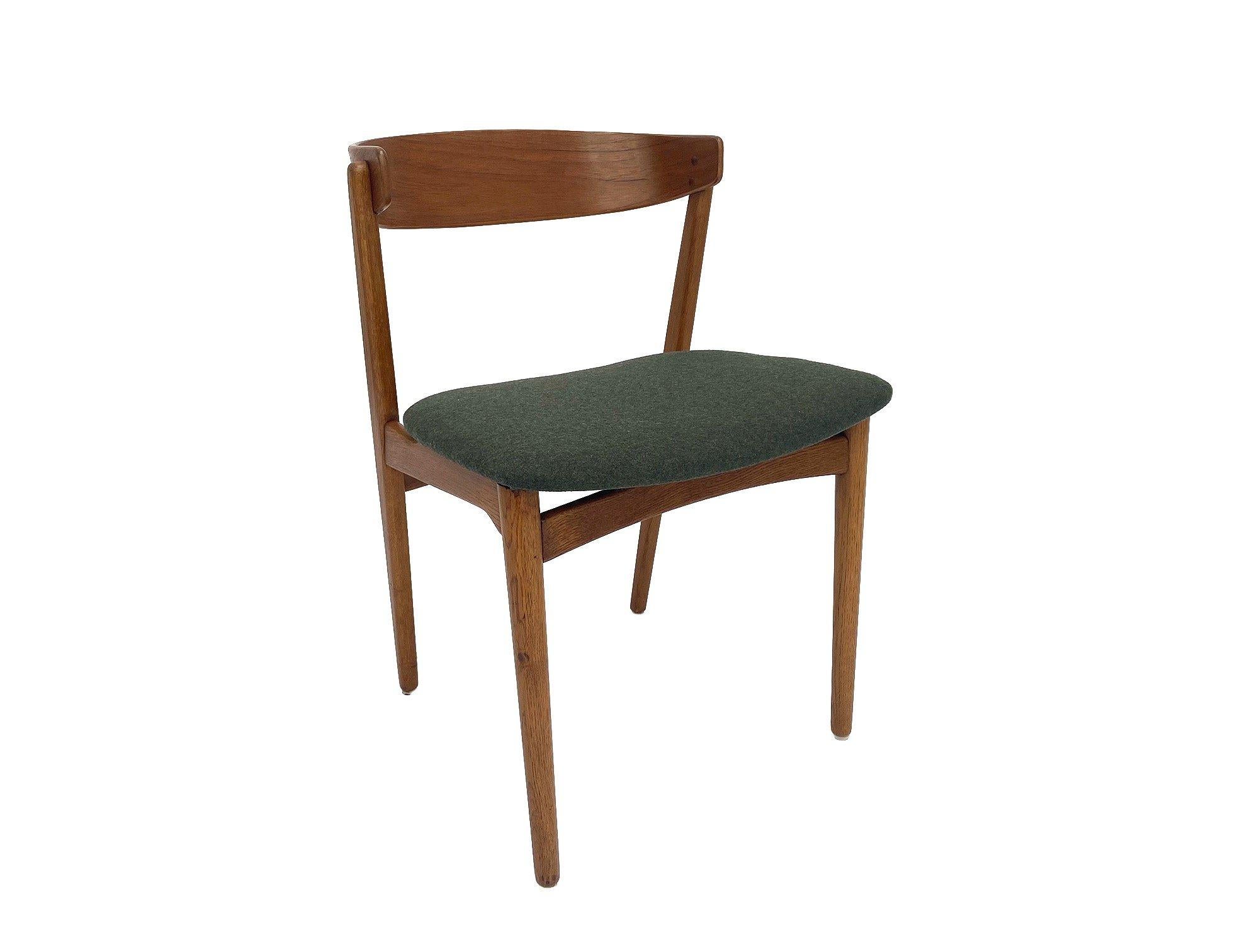 Farstrup Model 206 Oak and Teak and Green Wool Desk Chair 1