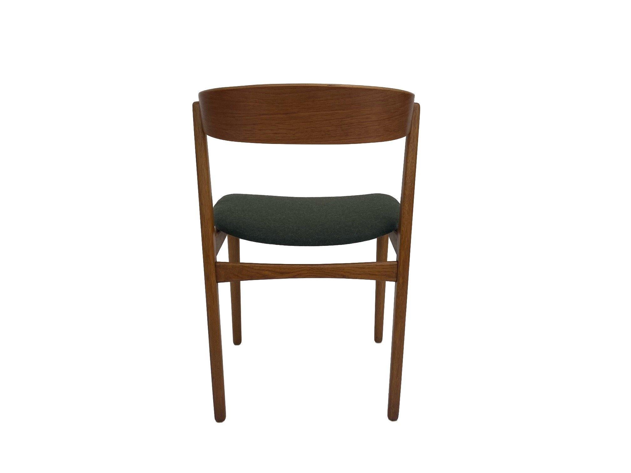 Farstrup Model 206 Oak and Teak and Green Wool Desk Chair 3