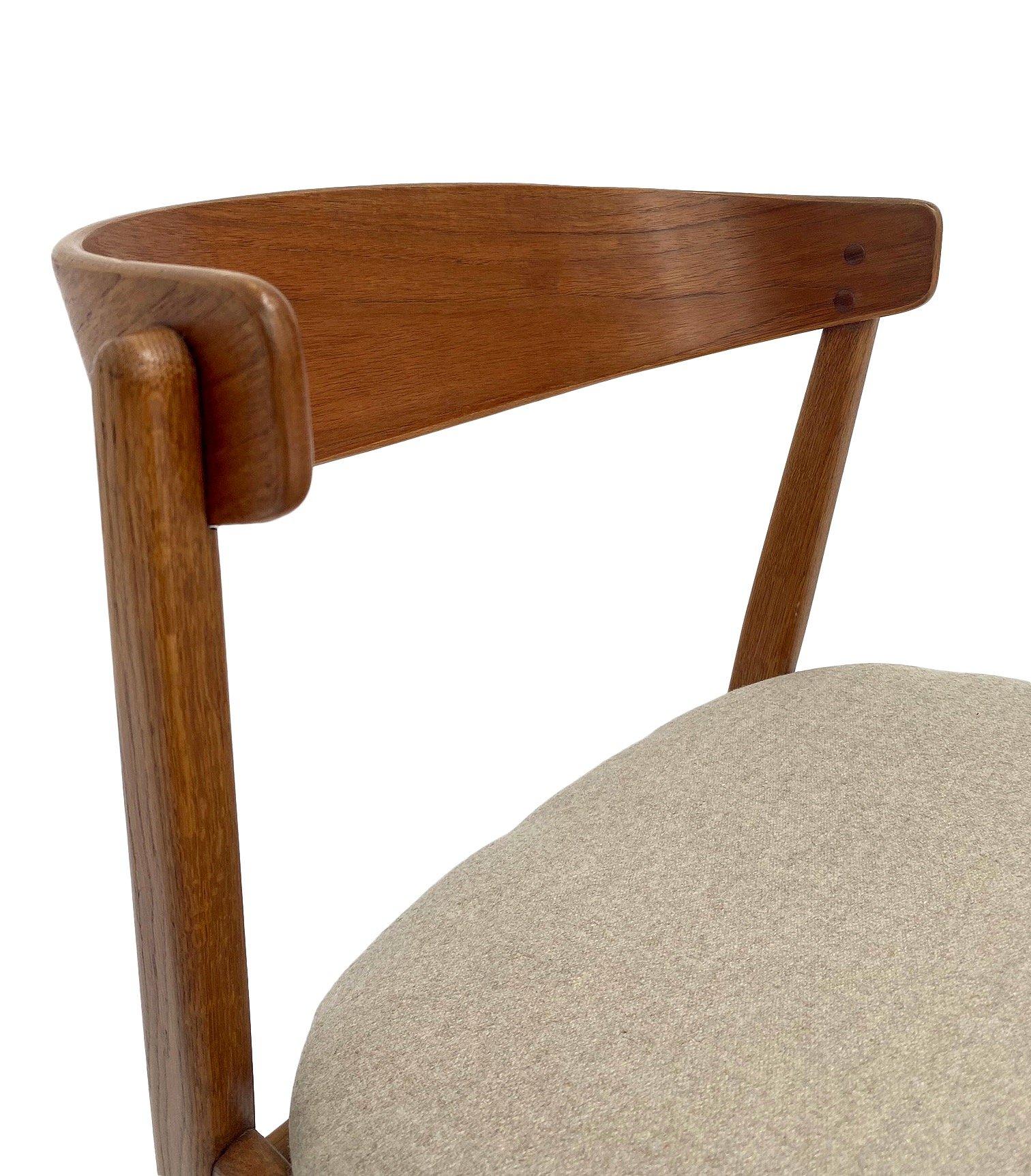 Farstrup Model 206 Oak and Teak Cream Wool Desk Chair 4