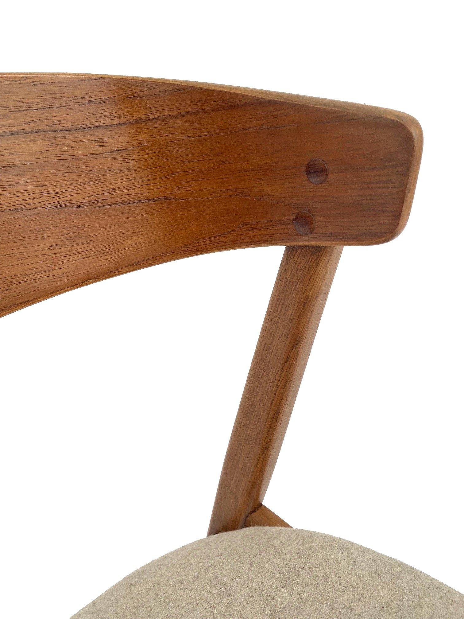 Farstrup Model 206 Oak and Teak Cream Wool Desk Chair 5