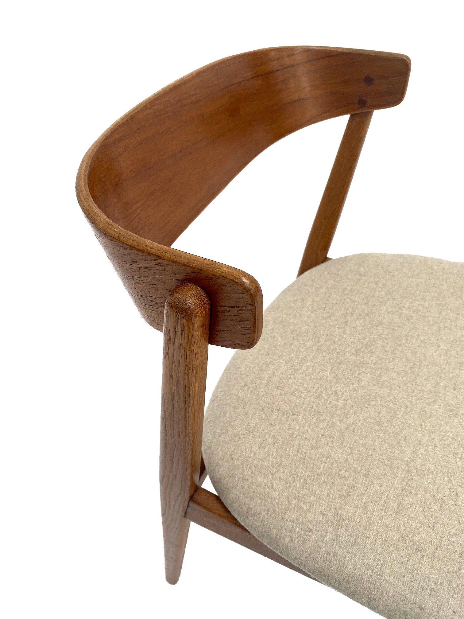 Farstrup Model 206 Oak and Teak Cream Wool Desk Chair 6