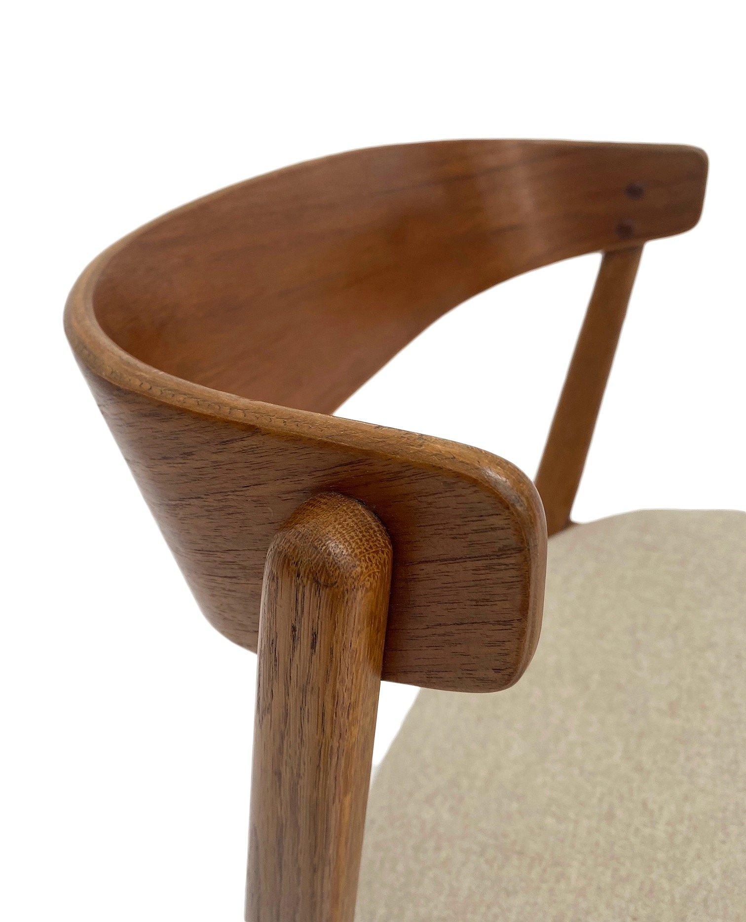 Farstrup Model 206 Oak and Teak Cream Wool Desk Chair 7
