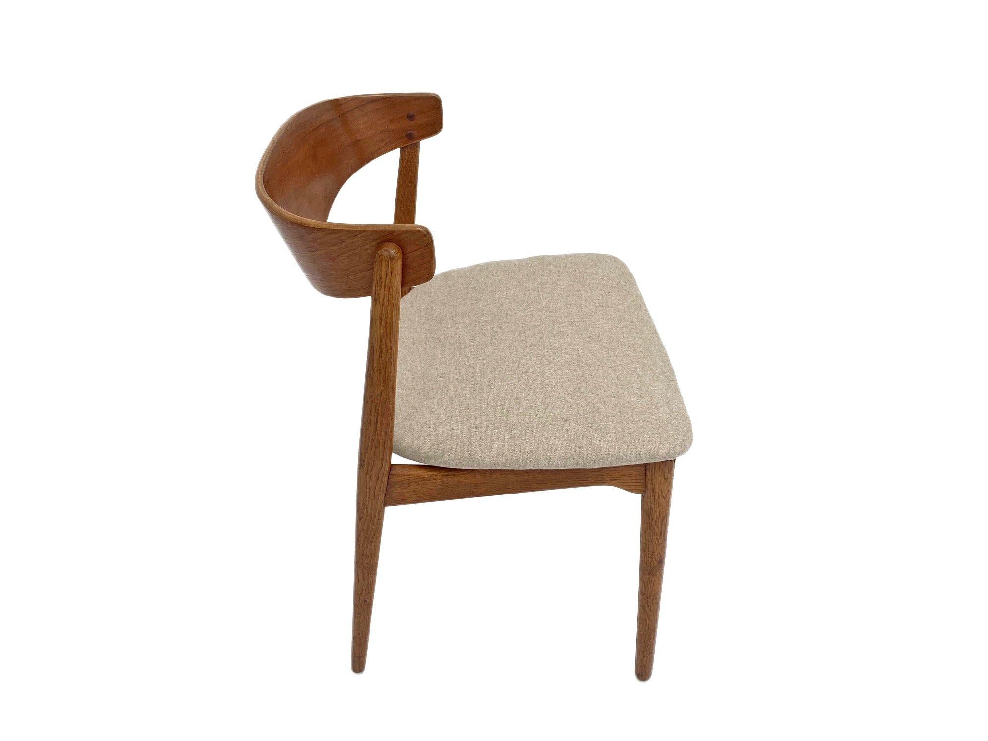 Farstrup Model 206 Oak and Teak Cream Wool Desk Chair 11
