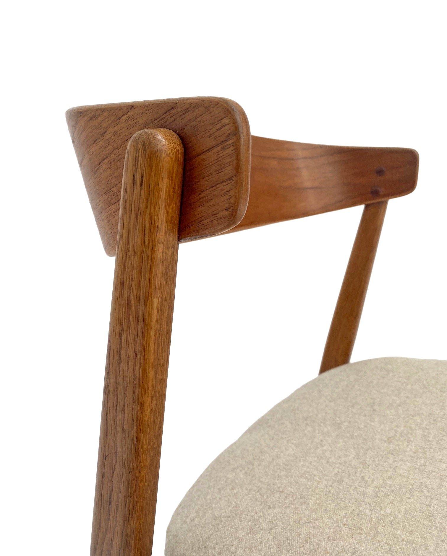 Farstrup Model 206 Oak and Teak Cream Wool Desk Chair 12