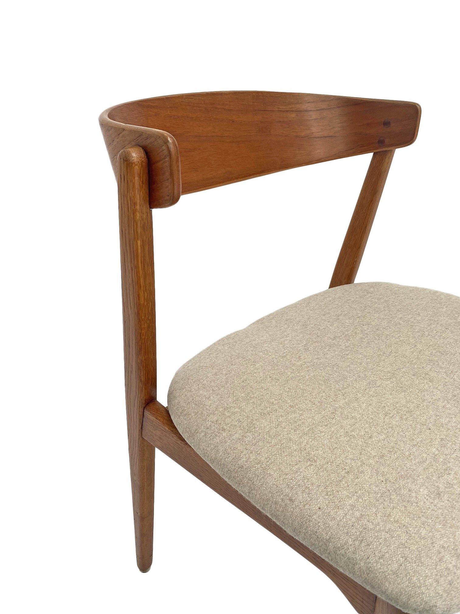 Farstrup Model 206 Oak and Teak Cream Wool Desk Chair 13