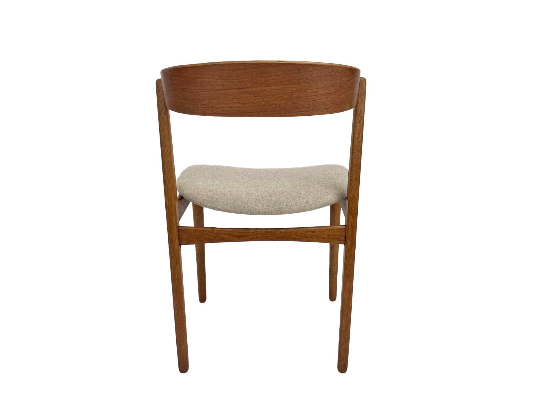 Danish Farstrup Model 206 Oak and Teak Cream Wool Desk Chair