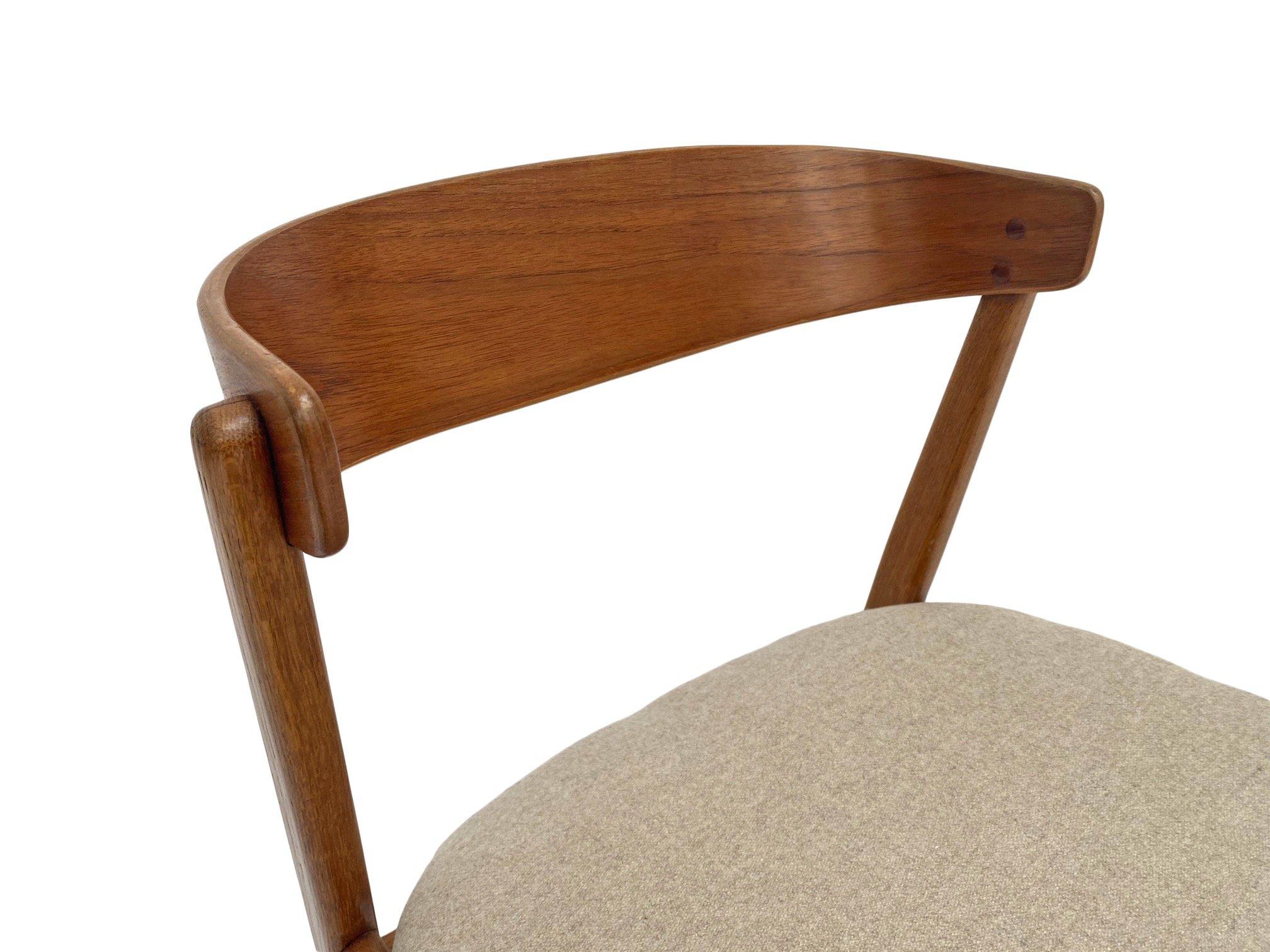 Farstrup Model 206 Oak and Teak Cream Wool Desk Chair 2