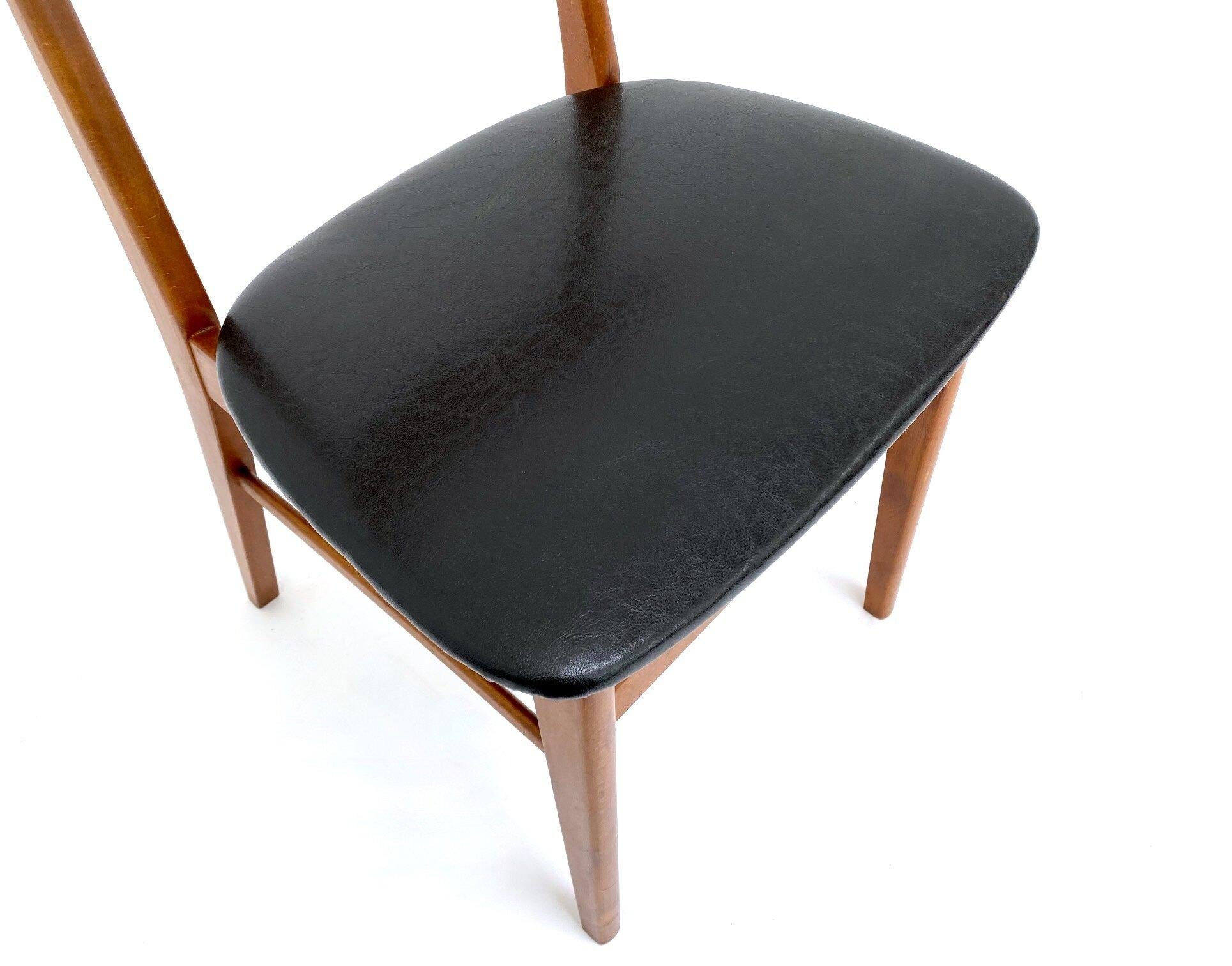 Farstrup Set Of 6 Teak & Beech Black Vinyl Model 210 Dining Chairs 5