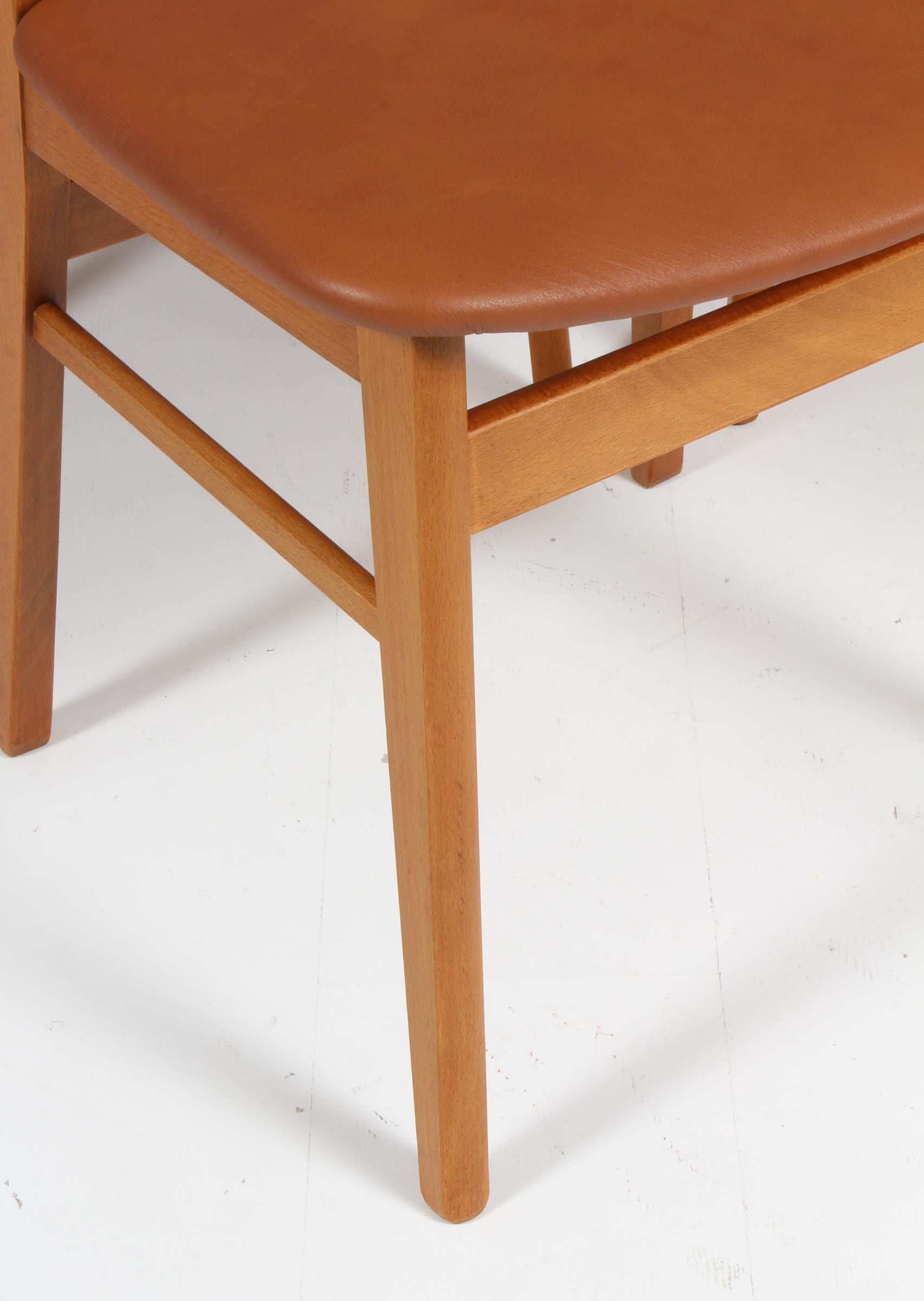 Scandinavian Modern Farstrup Set of Dining Chairs in Teak and Aniline Leather. Denmark, 1960s For Sale