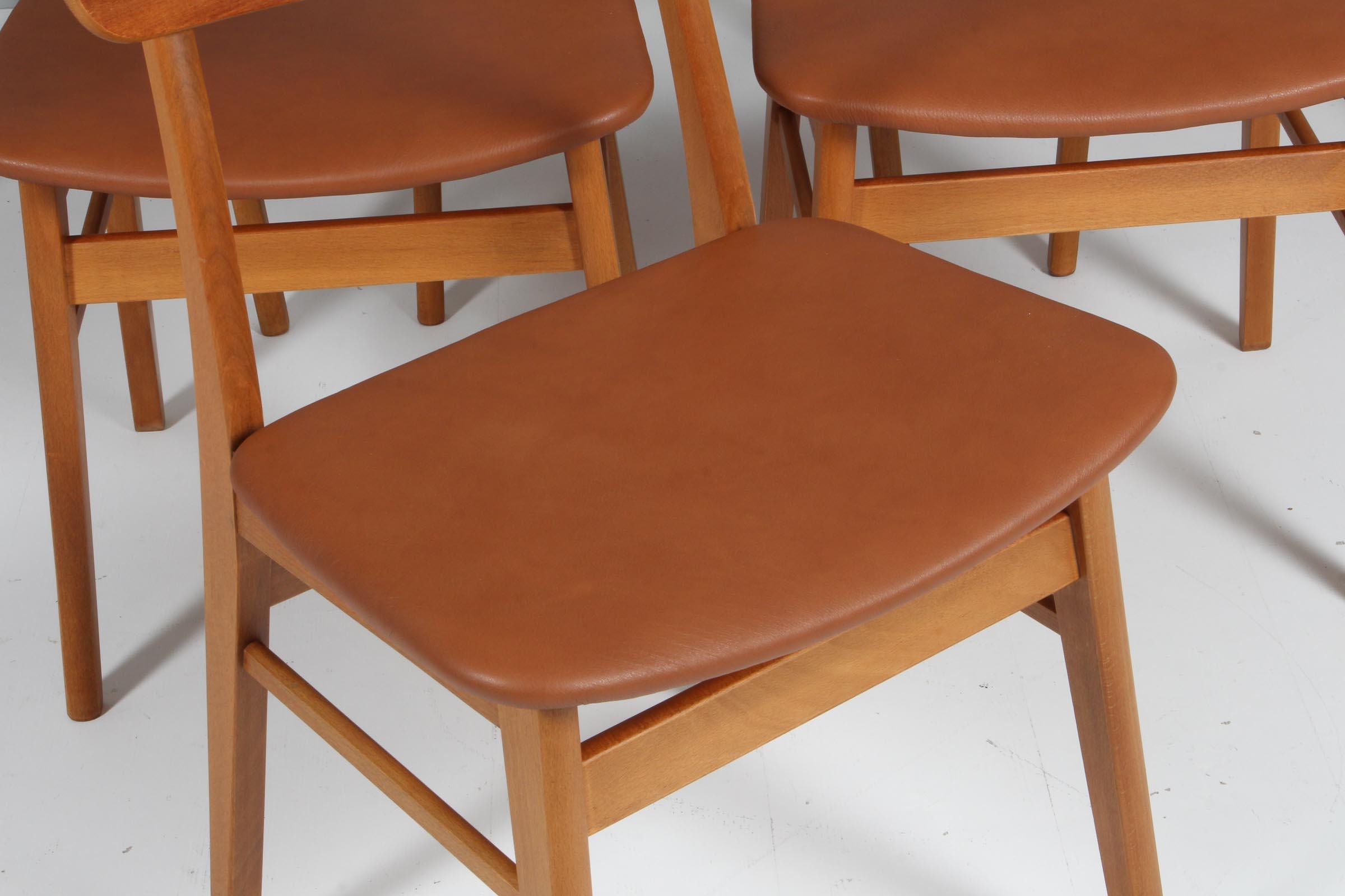 Danish Farstrup Set of Dining Chairs in Teak and Aniline Leather. Denmark, 1960s For Sale