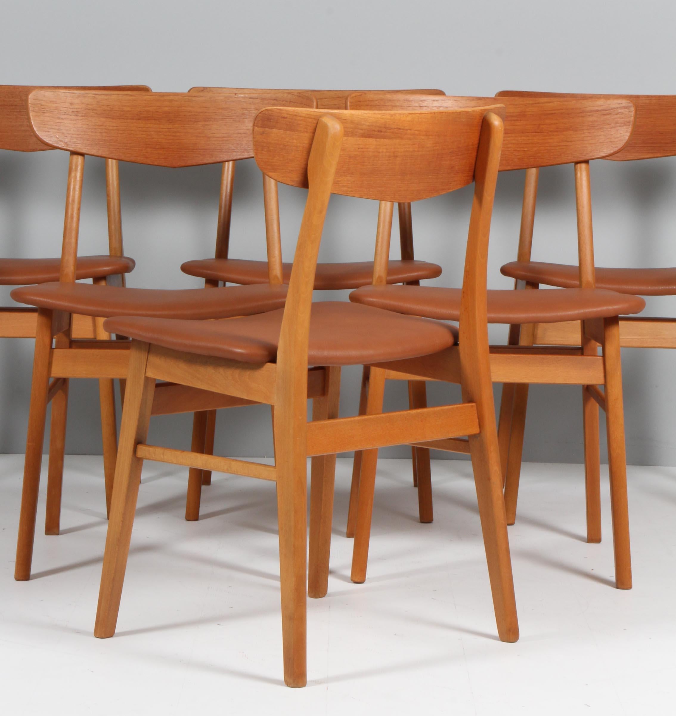 Farstrup Set of Dining Chairs in Teak and Aniline Leather. Denmark, 1960s In Good Condition For Sale In Esbjerg, DK