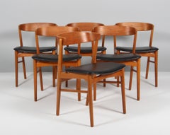 Farstrup Set of Six Armchairs / Dining Chairs in Teak and Beech, Model 206