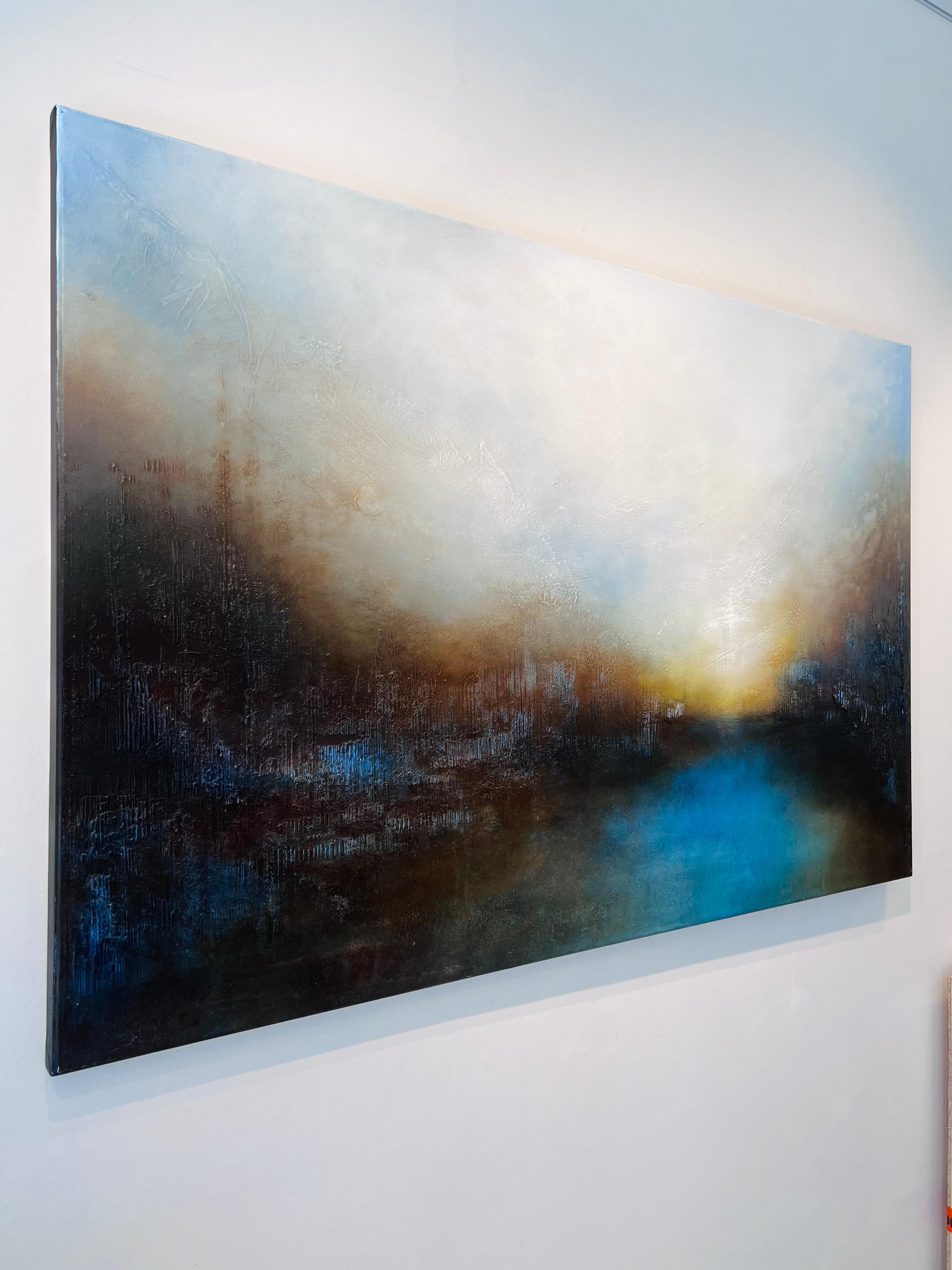 Primera luz - pintura abstracta original de paisaje marino moderno-arte contemporáneo - Painting Expresionismo abstracto de Faryal Ahmad