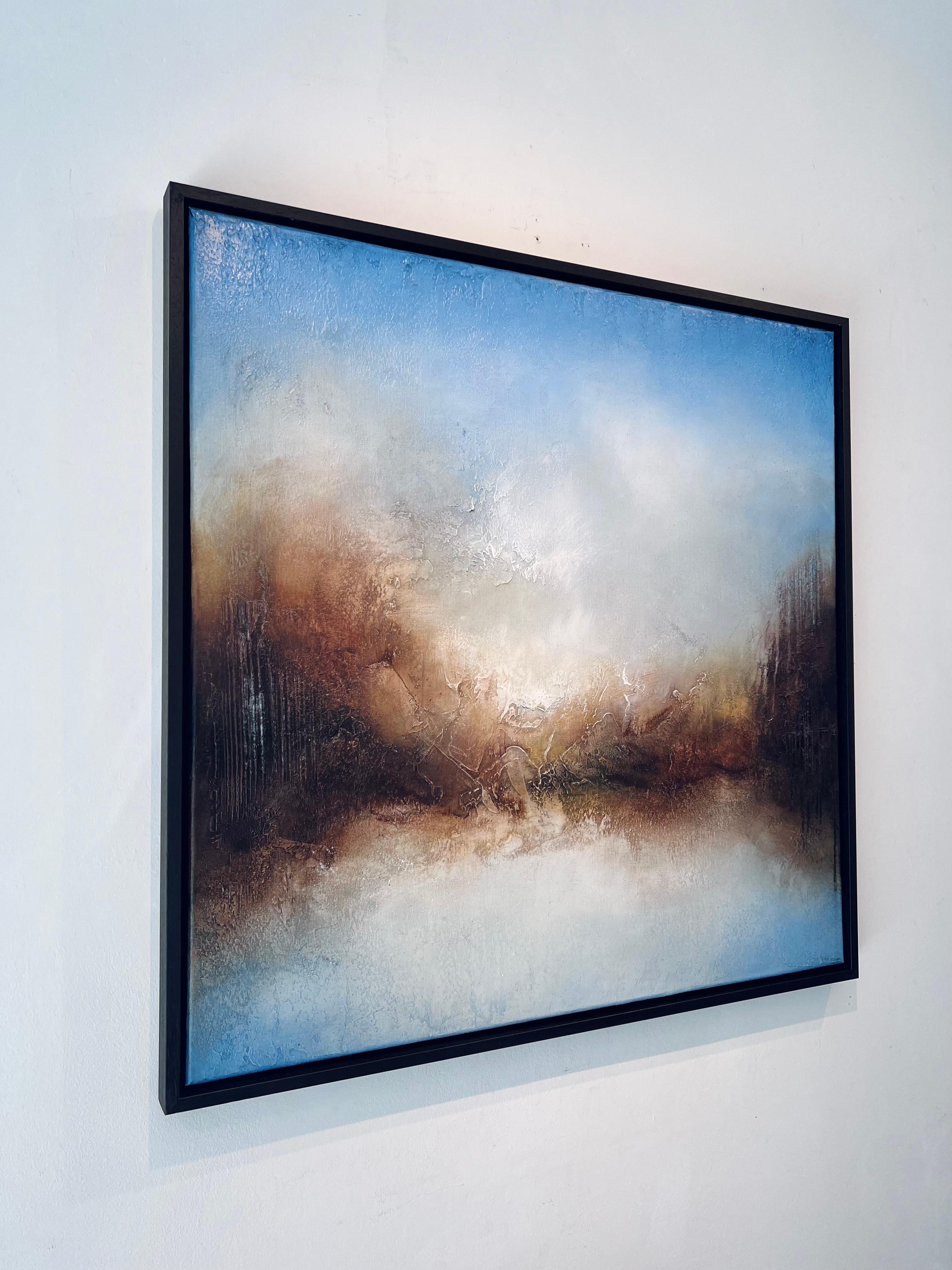 In the Shadows-pittura originale di paesaggio lacustre al tramonto-opera d'arte-contemporanea - Painting Espressionismo astratto di Faryal Ahmad