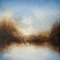 In the Shadows-original sunset lake landscape painting-artwork-contemporary Art