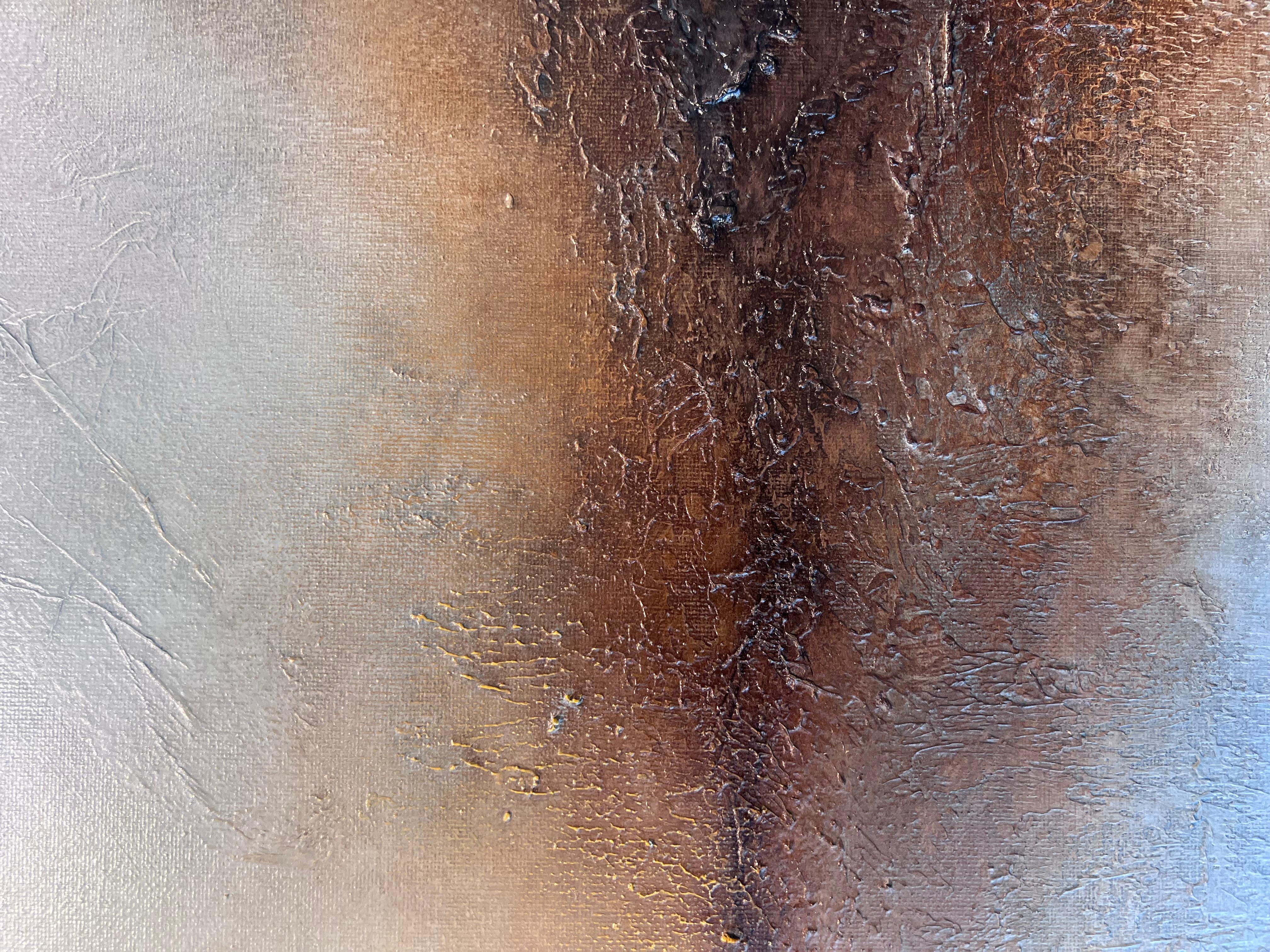 Infatuazione - dipinto astratto originale di paesaggio marino al tramonto - arte contemporanea - Landscape Painting Grigio di Faryal Ahmad