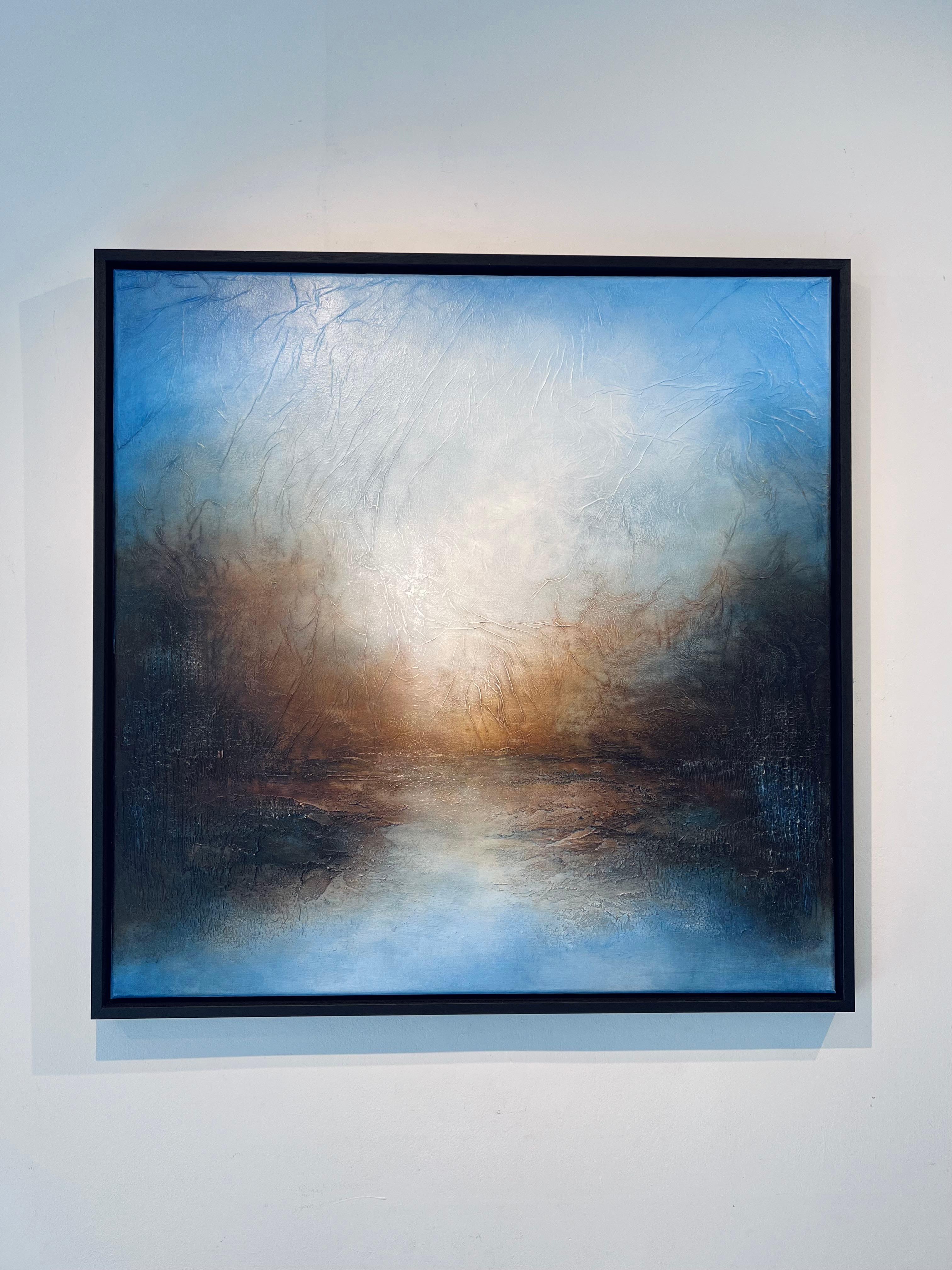 Realiza- pintura original abstracta paisaje acuático-obra de arte-arte contemporáneo - Painting de Faryal Ahmad