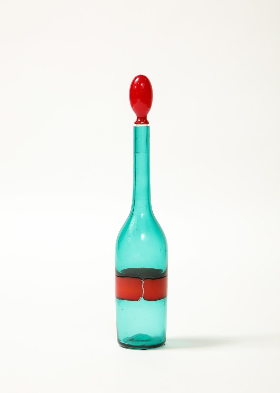 Italian Fasce Orizzontale Bottle with Stopper by Fulvio Bianconi for Venini For Sale