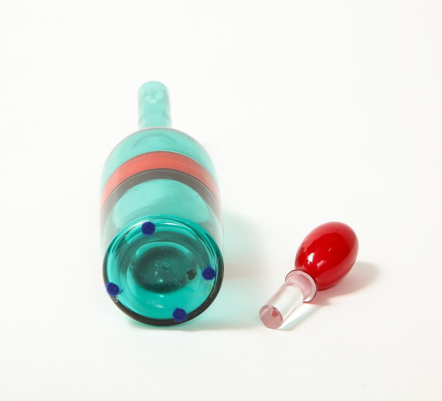 Hand-Crafted Fasce Orizzontale Bottle with Stopper by Fulvio Bianconi for Venini For Sale