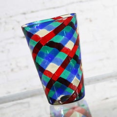 Fasce Ritorte Rojo Azul Verde Jarrón de cristal de Murano Fulvio Bianconi Atribuido Venini