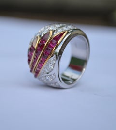 18K White Gold and Ruby and Diamond Band