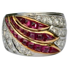 18K White Gold and Ruby and Diamond Band