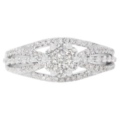 Fascinating 0.6ct Natural Diamonds Pave Ring in 18K White Gold