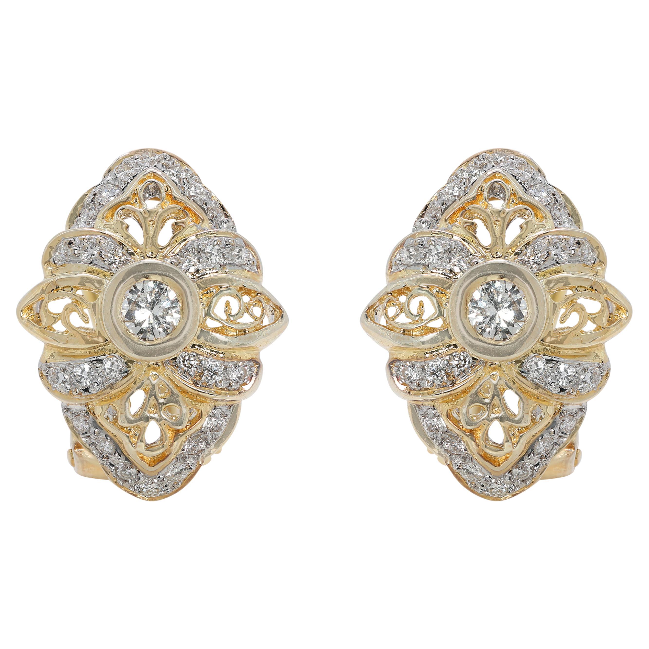 Fascinating 0.72 carat Natural Diamonds Earrings in 18K Yellow Gold