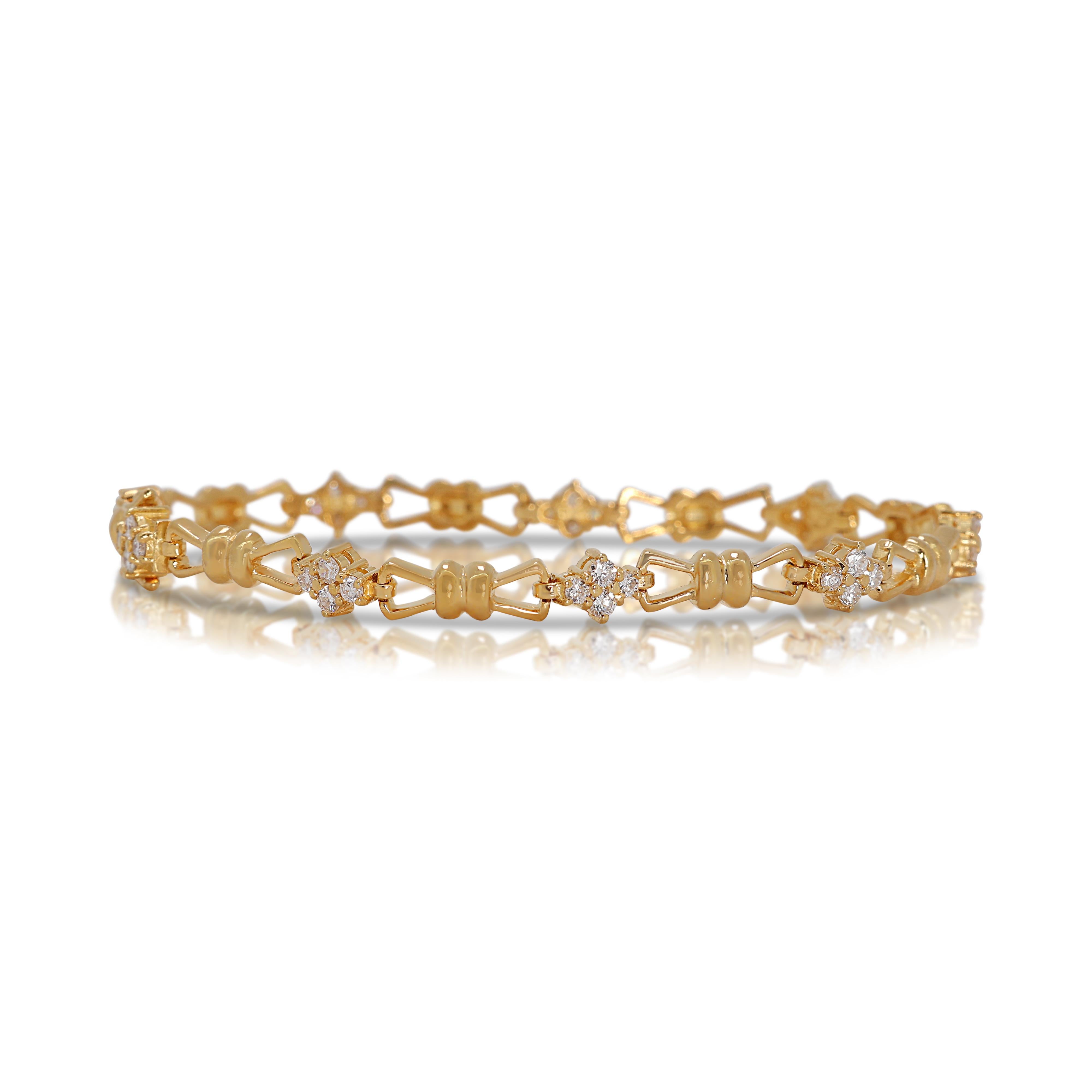 Bracelet fascinant en or jaune 20 carats avec diamants naturels de 0,72 carat Excellent état - En vente à רמת גן, IL