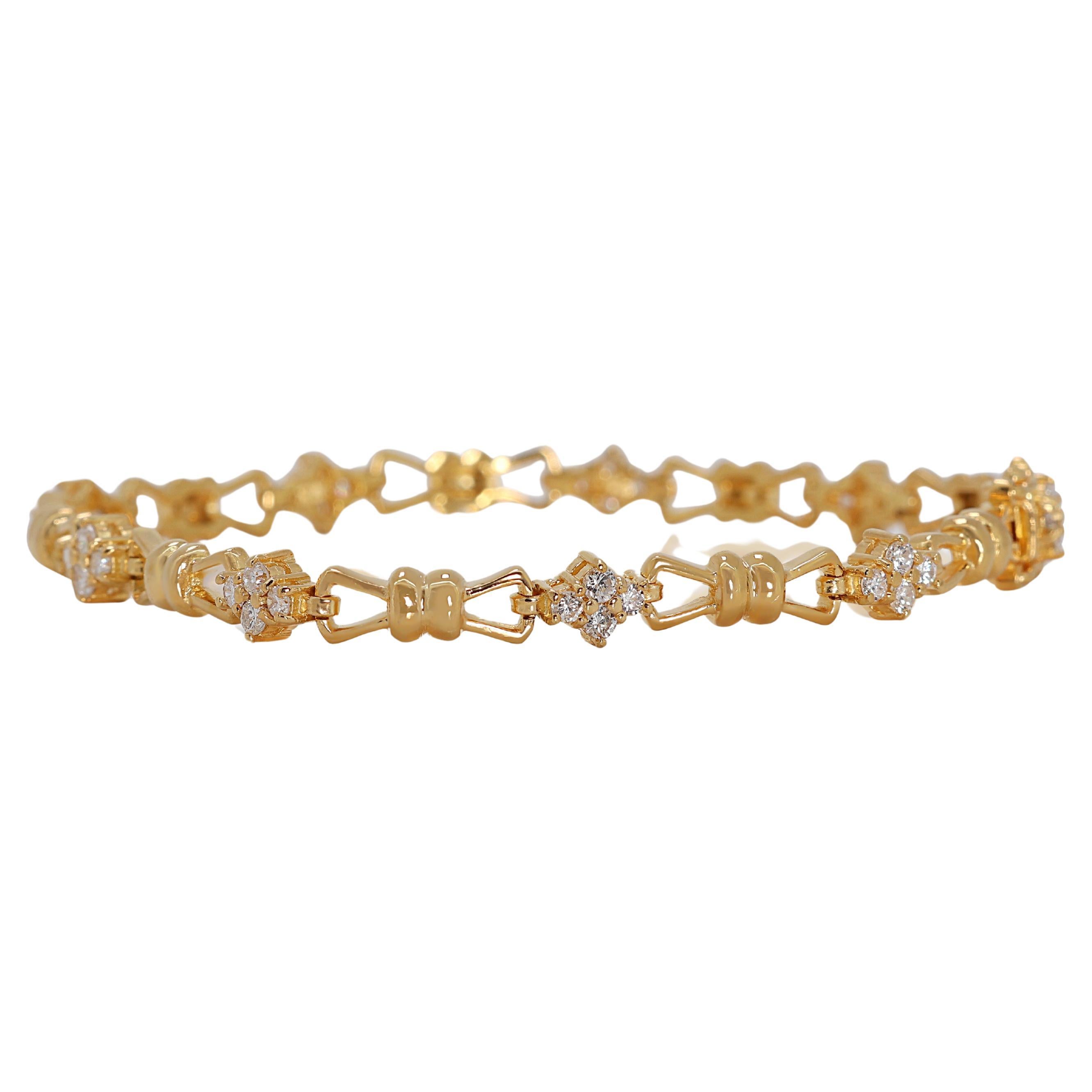 Fascinating 0.72ct Natural Diamond Bracelet in 20K Yellow Gold