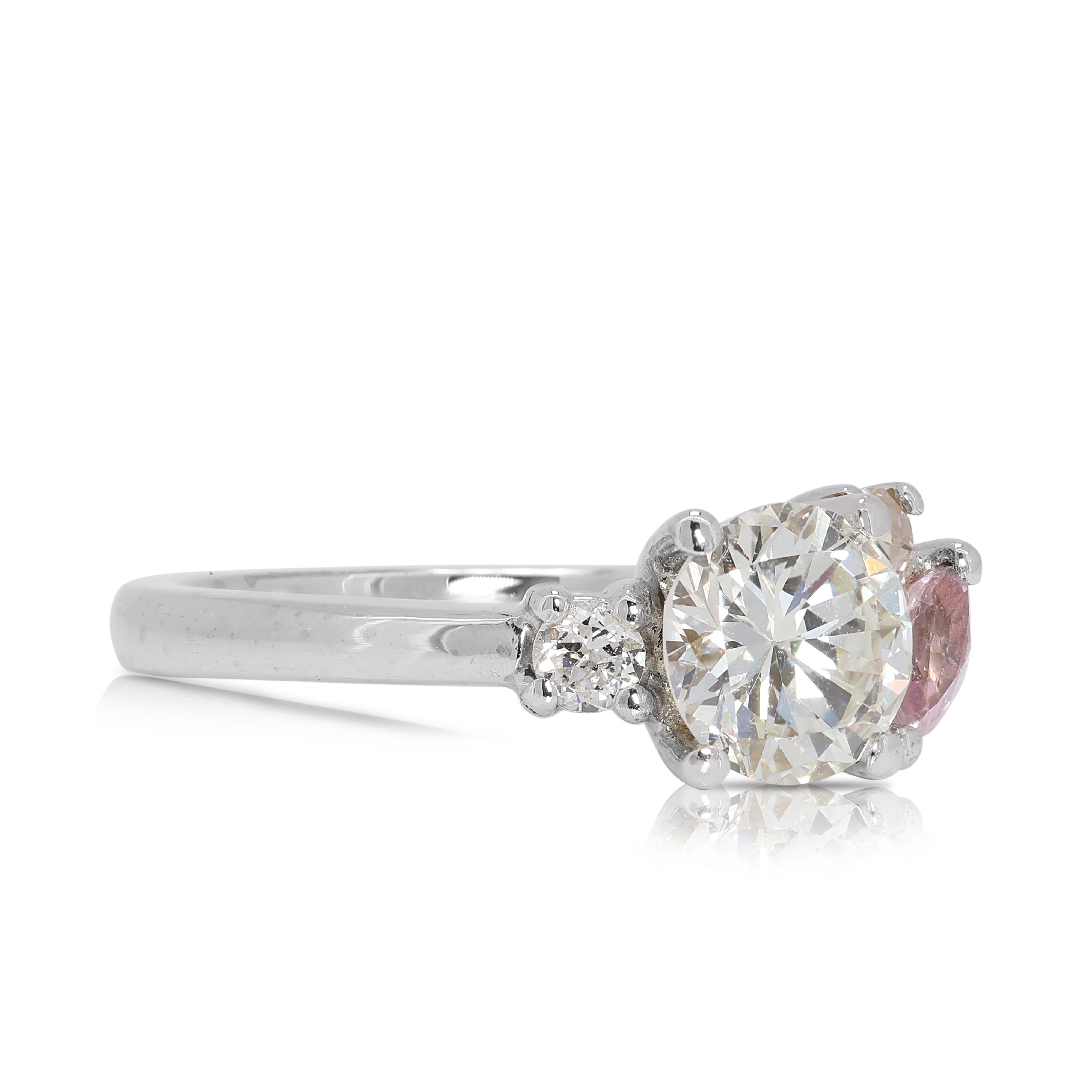 Marquise Cut Fascinating 0.72ct Tourmaline and Natural Diamond Ring in 18K White Gold