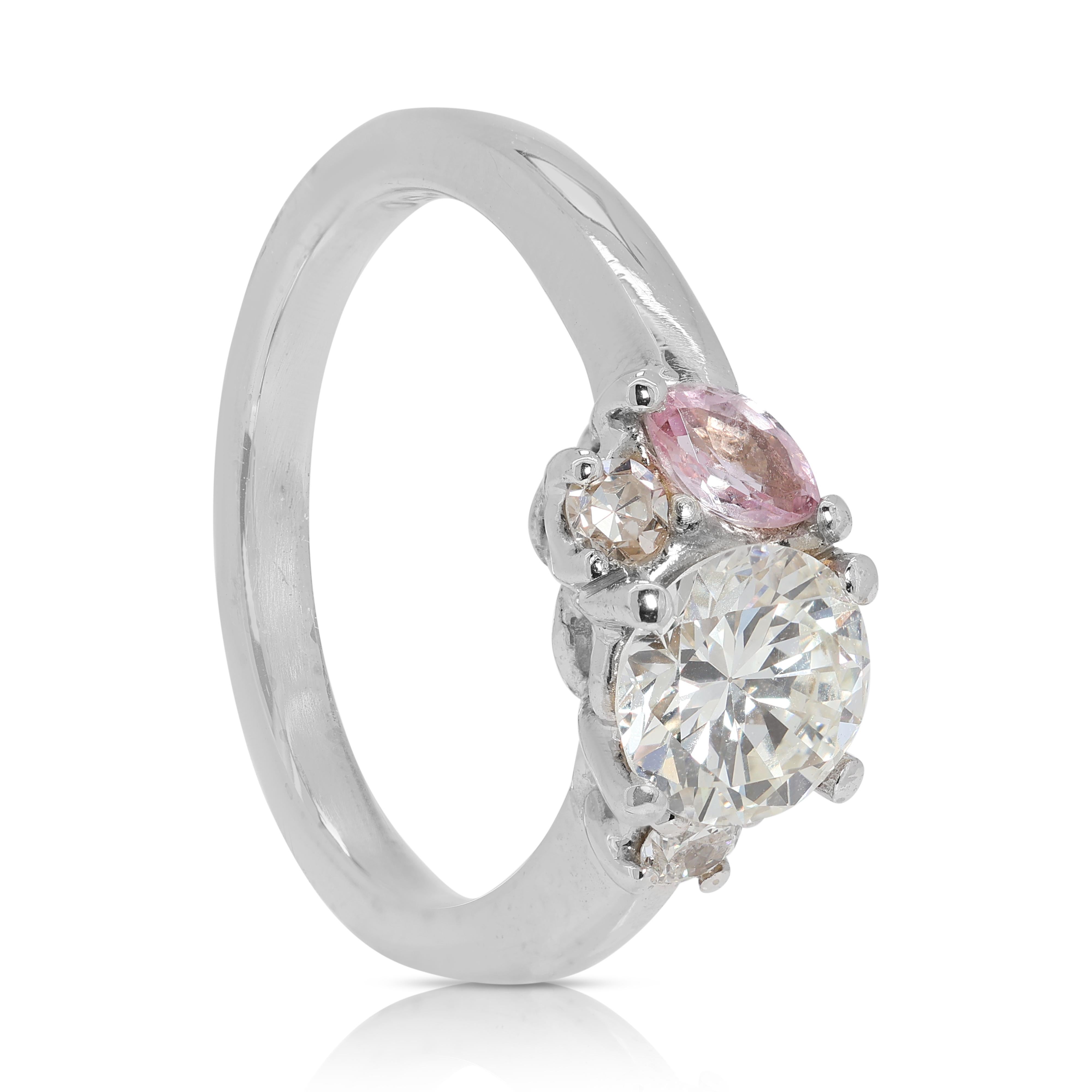 Women's Fascinating 0.72ct Tourmaline and Natural Diamond Ring in 18K White Gold