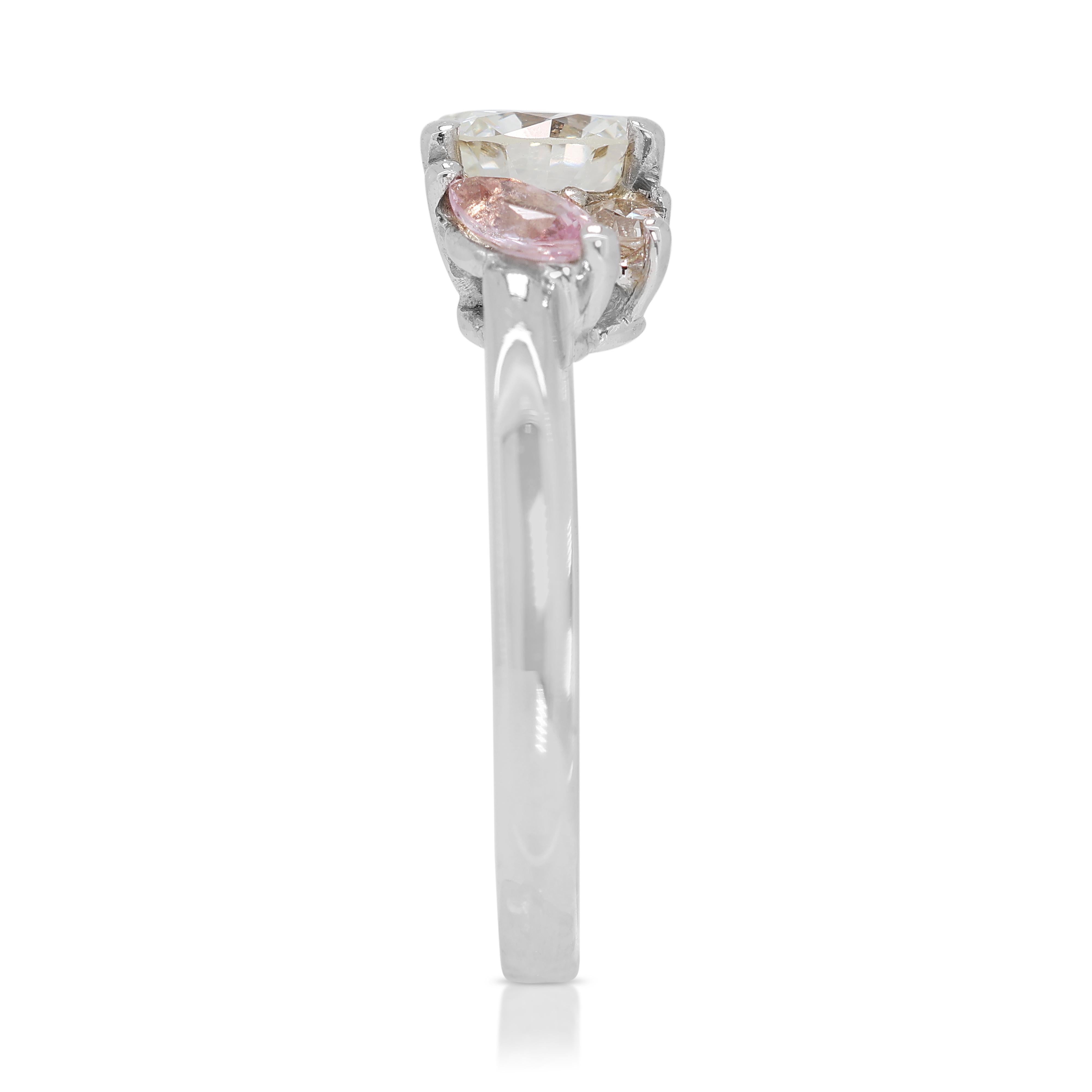 Fascinating 0.72ct Tourmaline and Natural Diamond Ring in 18K White Gold 1