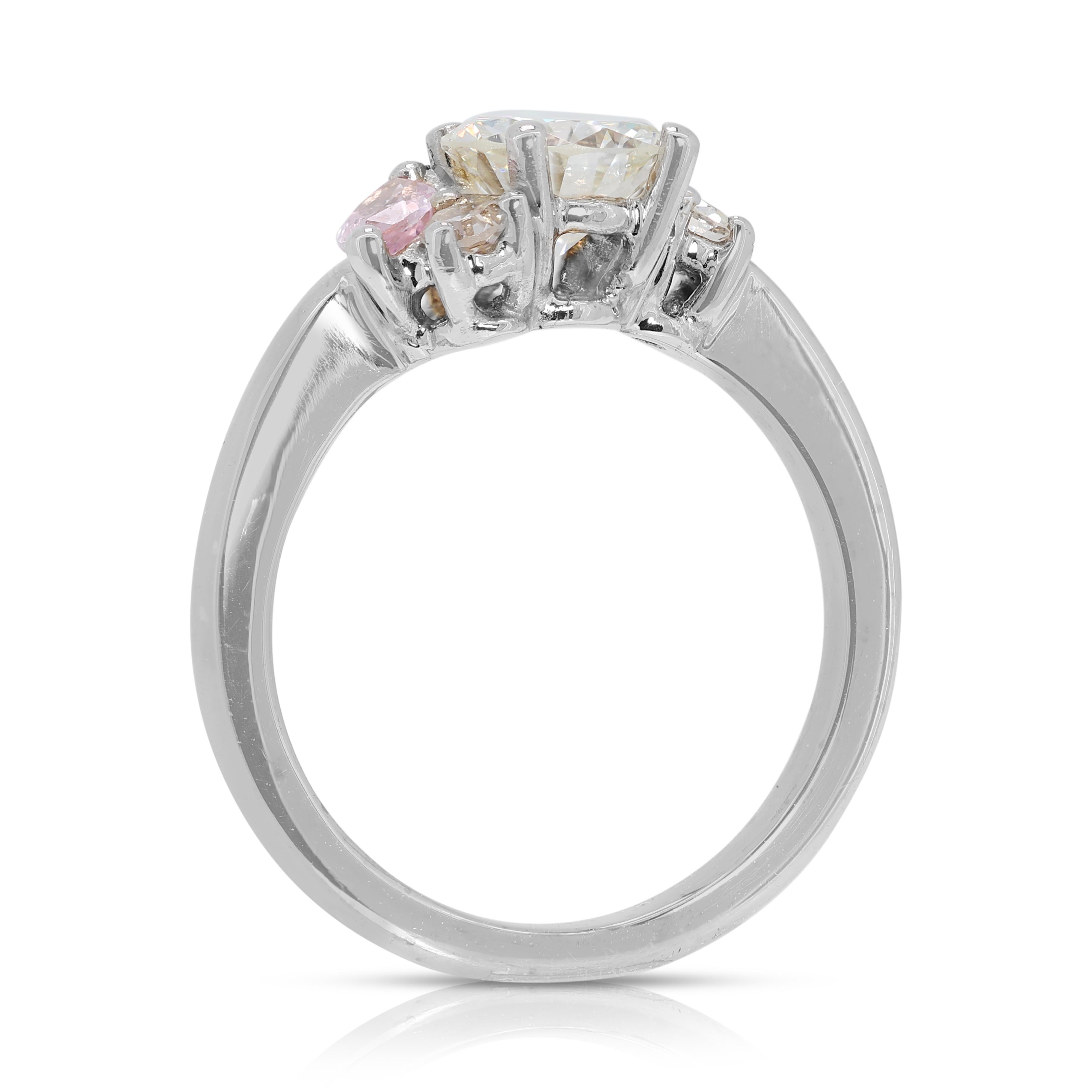 Fascinating 0.72ct Tourmaline and Natural Diamond Ring in 18K White Gold 2