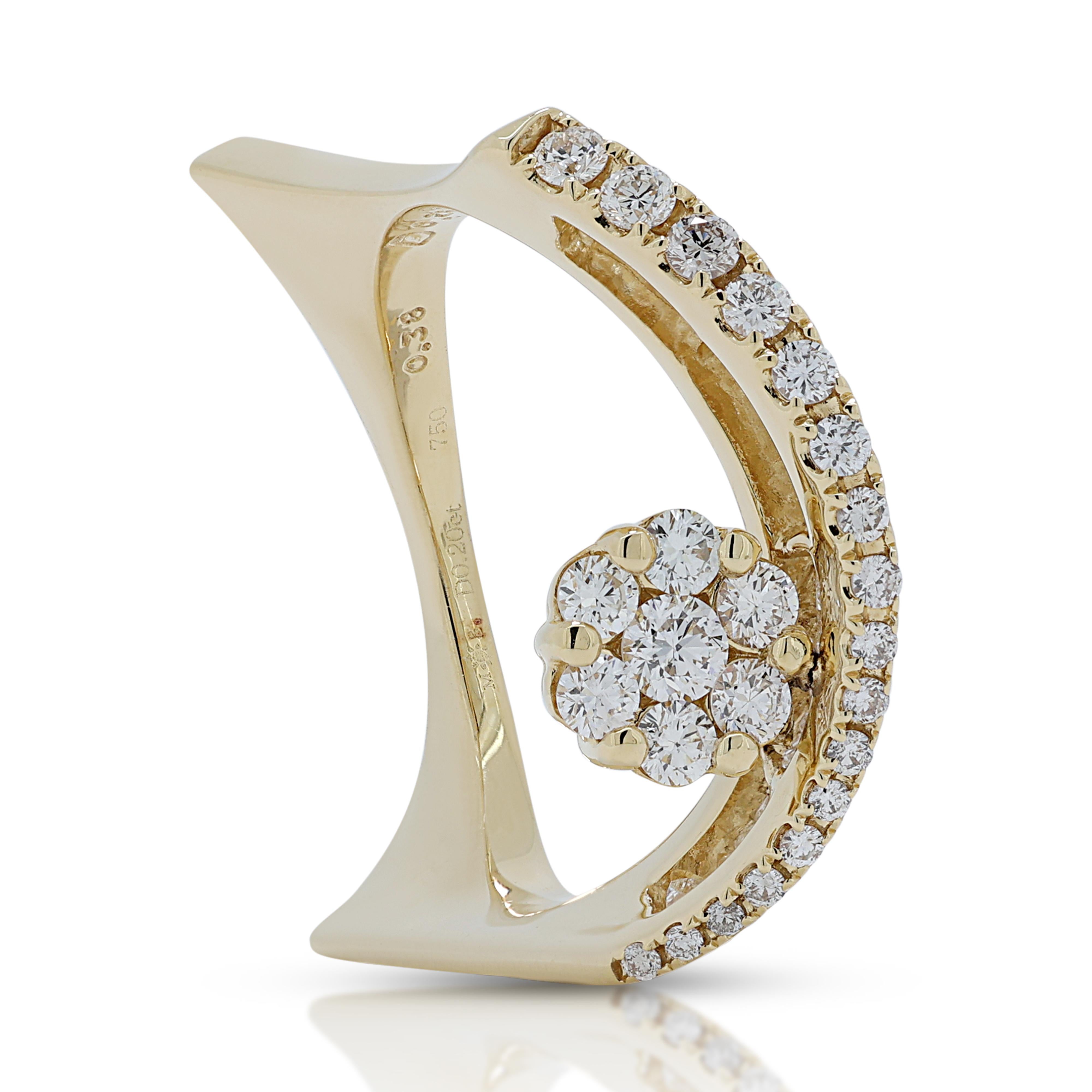 Fascinating 0.86ct Diamonds Ring in 18K Yellow Gold  For Sale 3