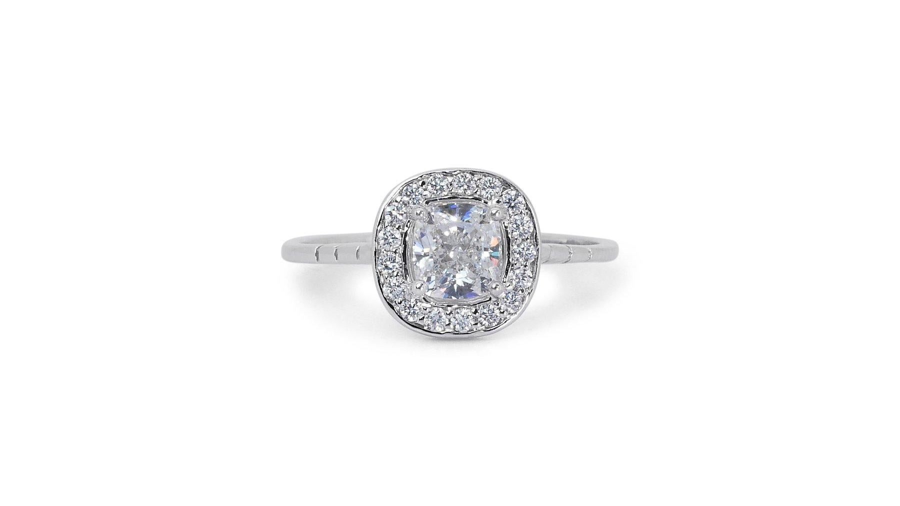 Fascinating 0.88ct Double Excellent Ideal Cut Diamonds Halo Ring 3
