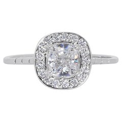 Fascinating 0.88ct Double Excellent Ideal Cut Diamonds Halo Ring
