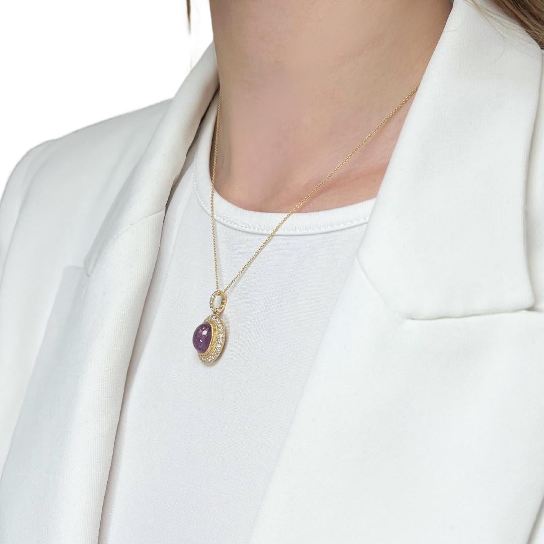 Fascinant collier avec pendentif en or jaune 18 carats, rubis et diamants 11,14 carats en vente 5