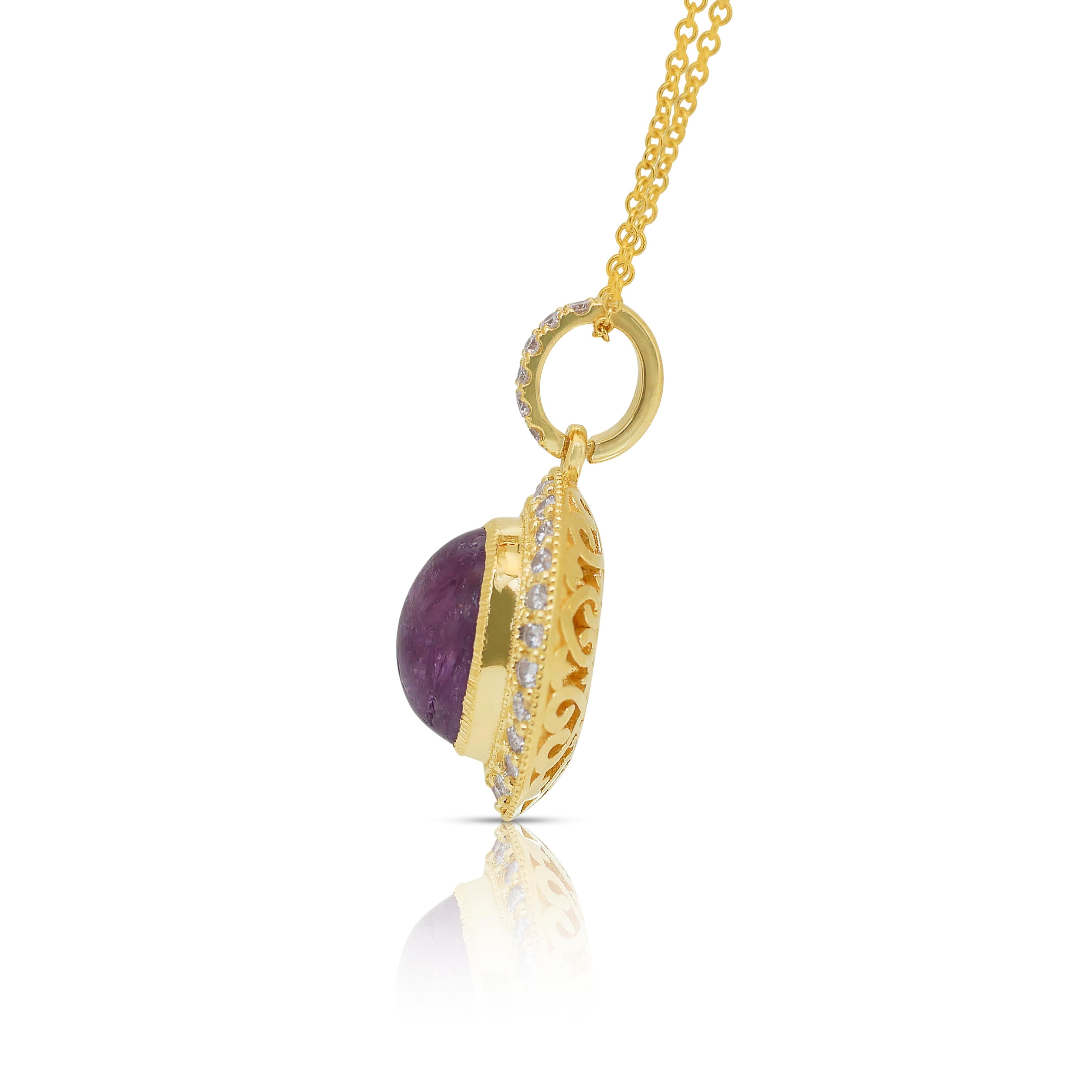 Fascinant collier avec pendentif en or jaune 18 carats, rubis et diamants 11,14 carats en vente 1