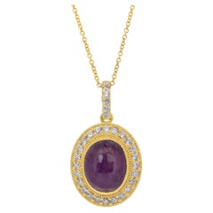 Fascinant collier avec pendentif en or jaune 18 carats, rubis et diamants 11,14 carats