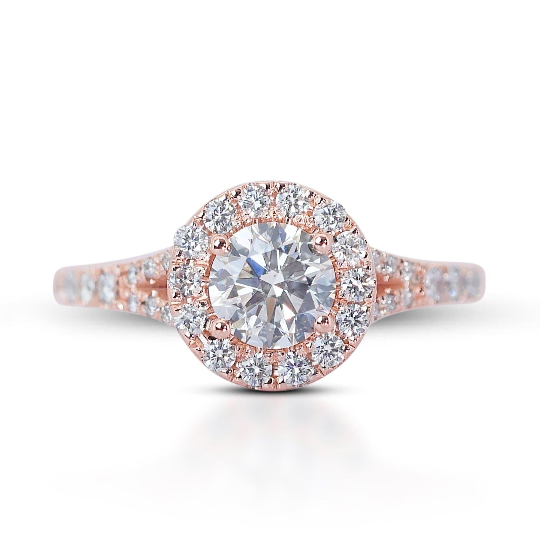 Fascinating 1.11ct Triple Excellent Ideal Cut Diamonds Halo Ring - GIA Certified 3