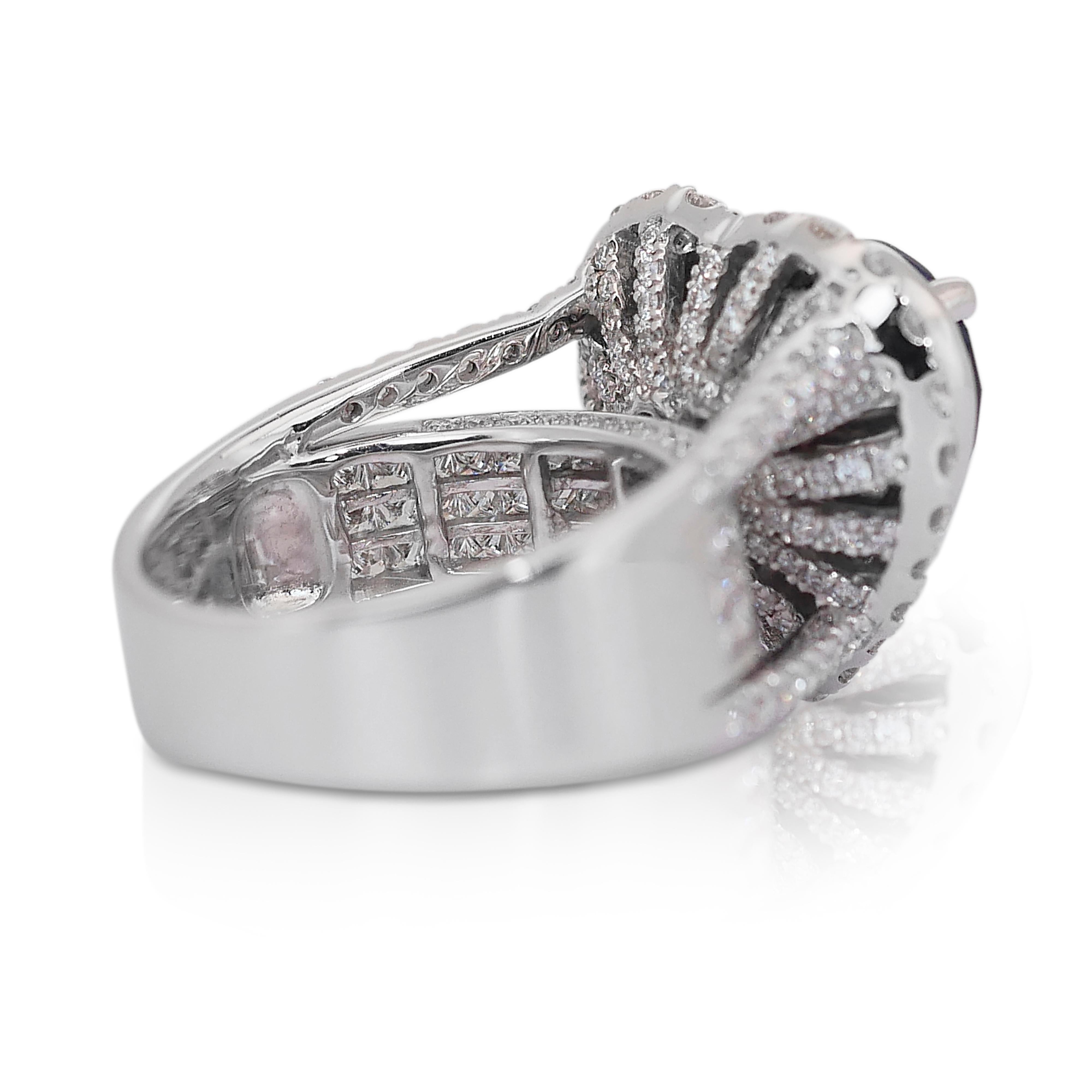 De las mujeres Fascinante Anillo en Racimo de Zafiro y Diamantes de 12,19 ct en Oro Blanco de 18k en venta