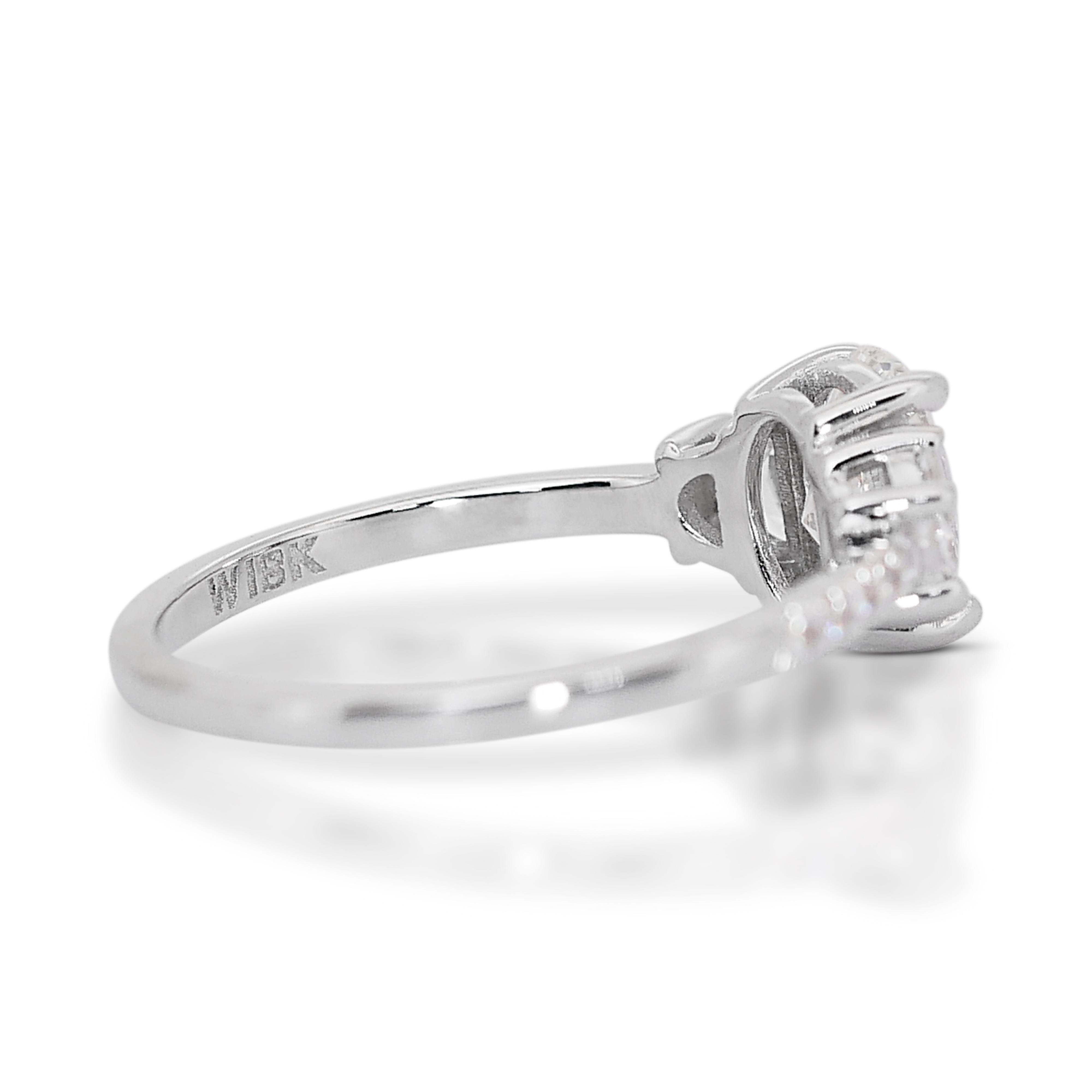 Whiting - Bague 3 pierres en or blanc 18k avec 1,32ct de diamants - Certifiée GIA Neuf - En vente à רמת גן, IL