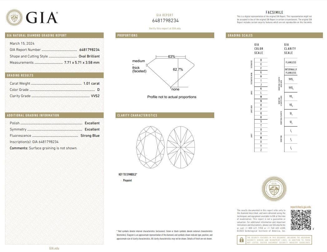 Whiting - Bague 3 pierres en or blanc 18k avec 1,32ct de diamants - Certifiée GIA Pour femmes en vente