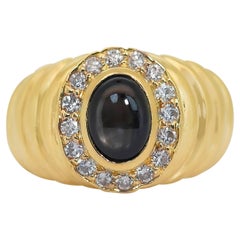 Fascinating 1.41ct Sapphire and Diamonds Cocktail Ring in 18k Yellow Gold