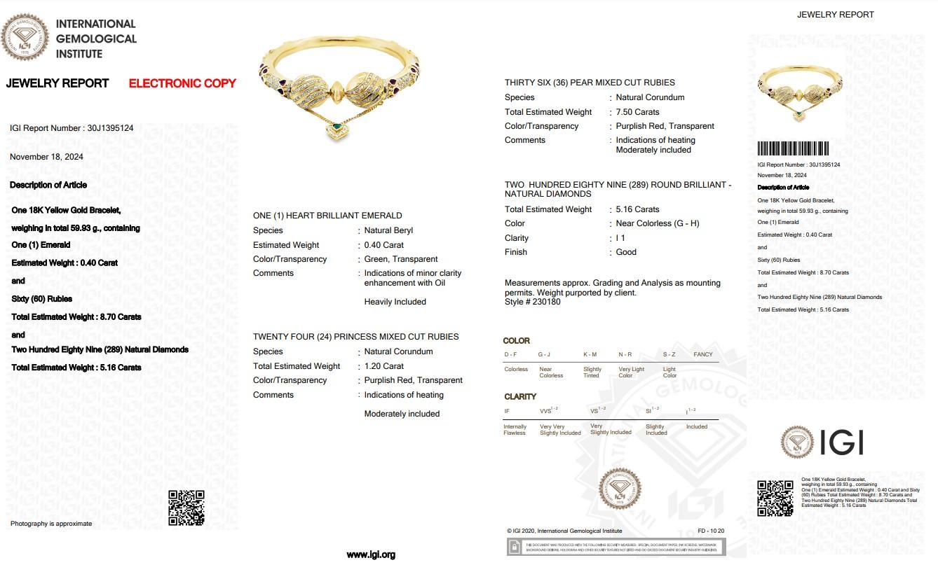 Bracelet fascinant avec 14,26 carats d'émeraudes, rubis et diamants Pour femmes en vente