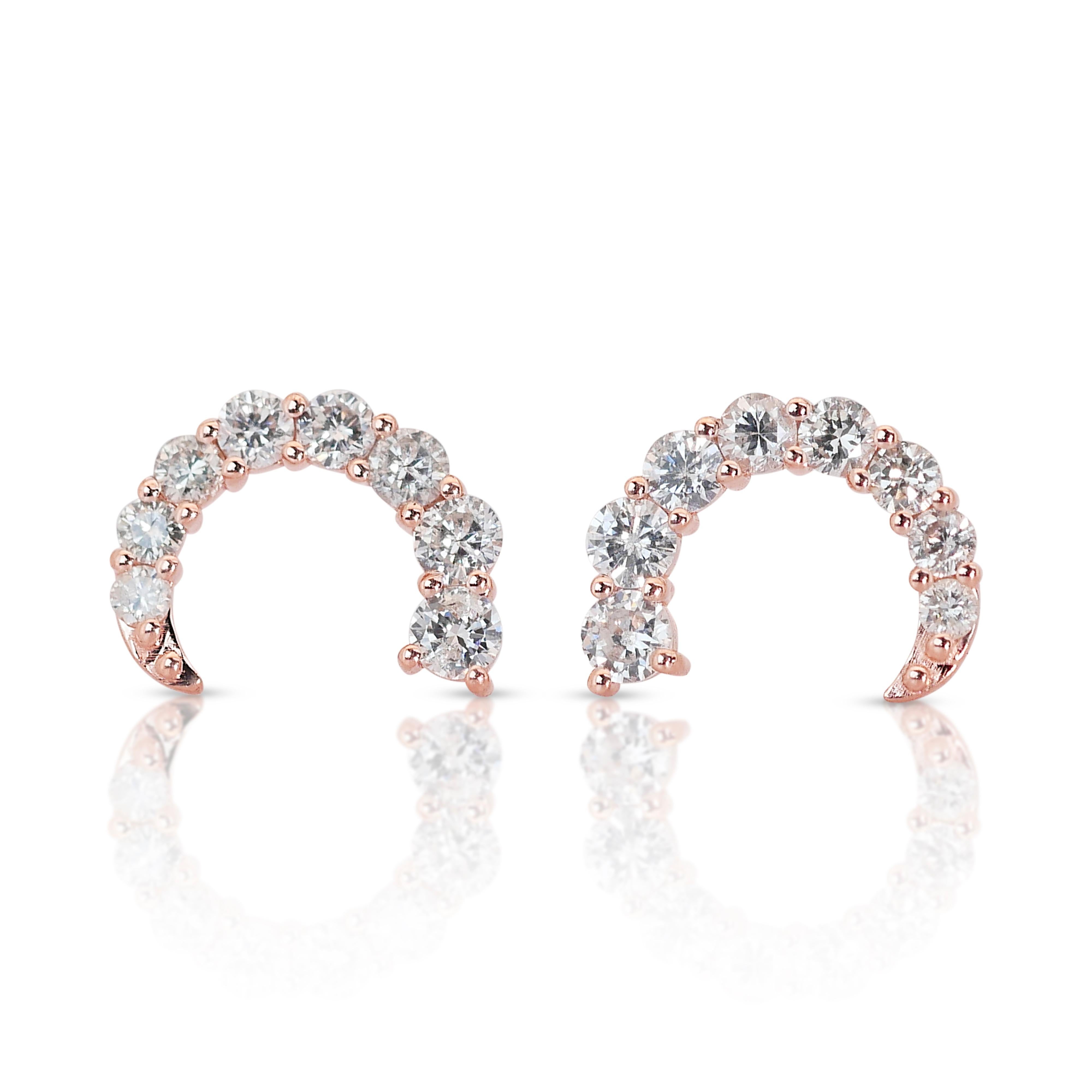 Faszinierende 14k Roségold Natürliche Diamant-Creolen-Ohrringe mit/1.85 ct -IGI-zertifiziert im Angebot 3