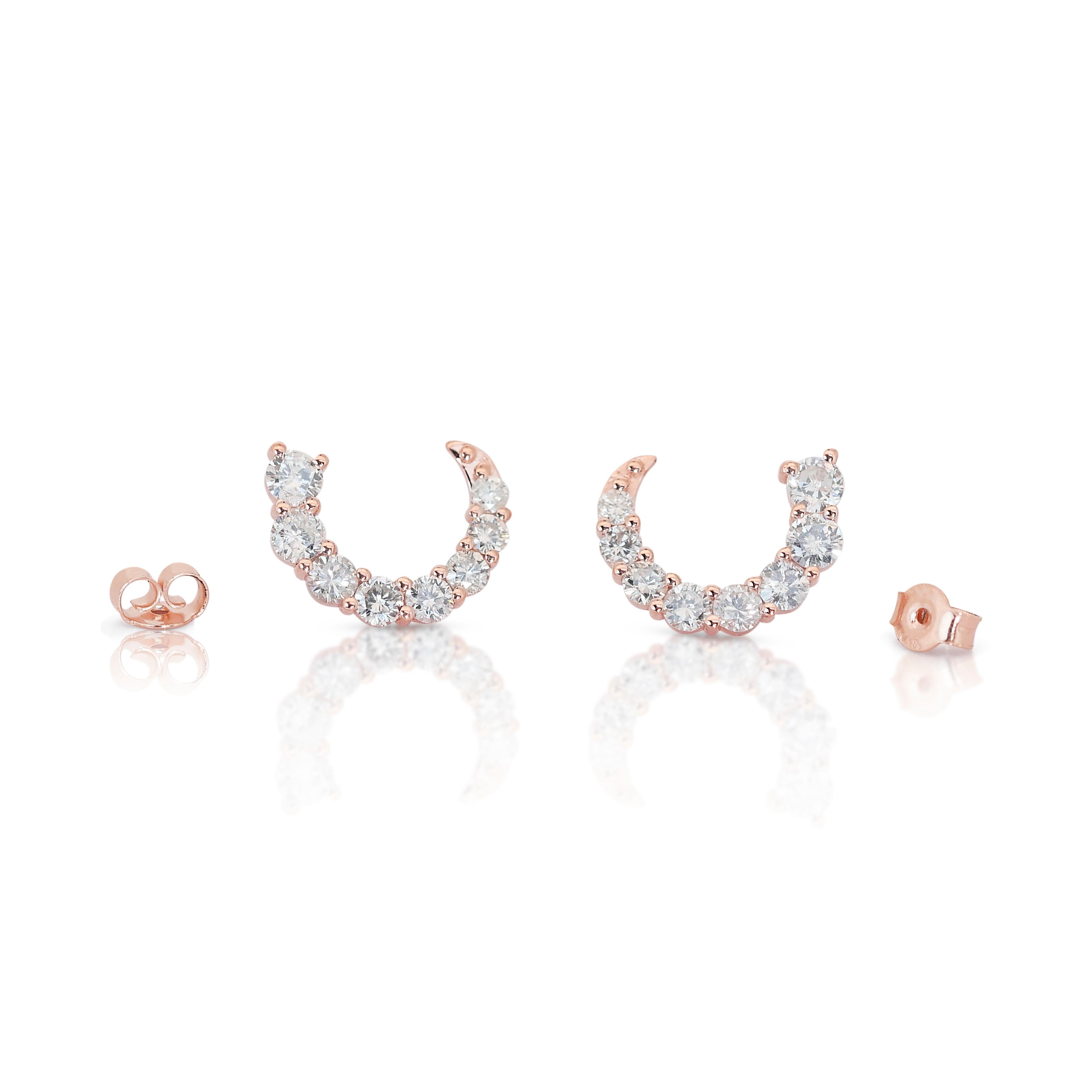 Fascinating 14k Rose Gold Natural Diamond Hoop Earrings w/1.85 ct -IGI Certified 4