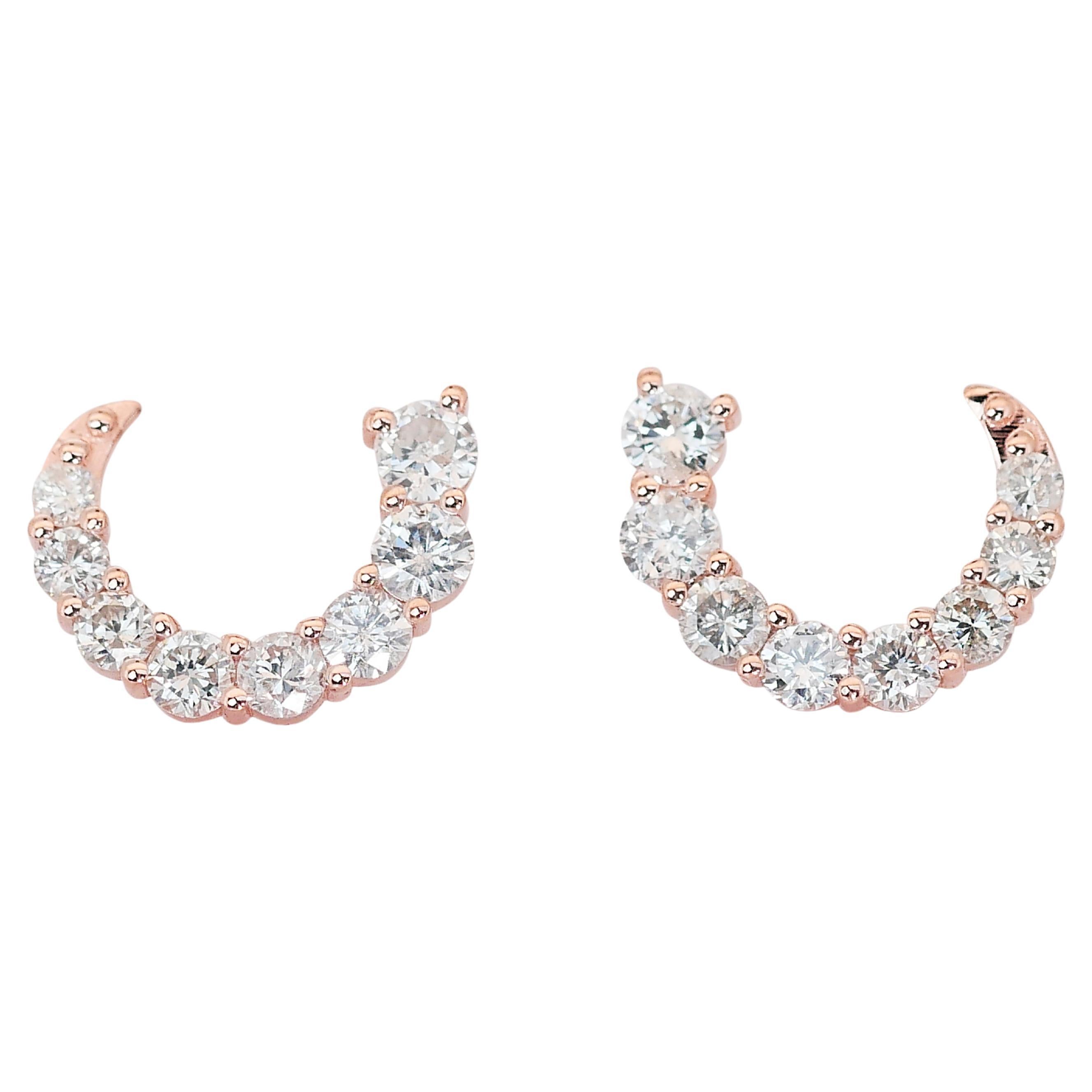 Fascinating 14k Rose Gold Natural Diamond Hoop Earrings w/1.85 ct -IGI Certified